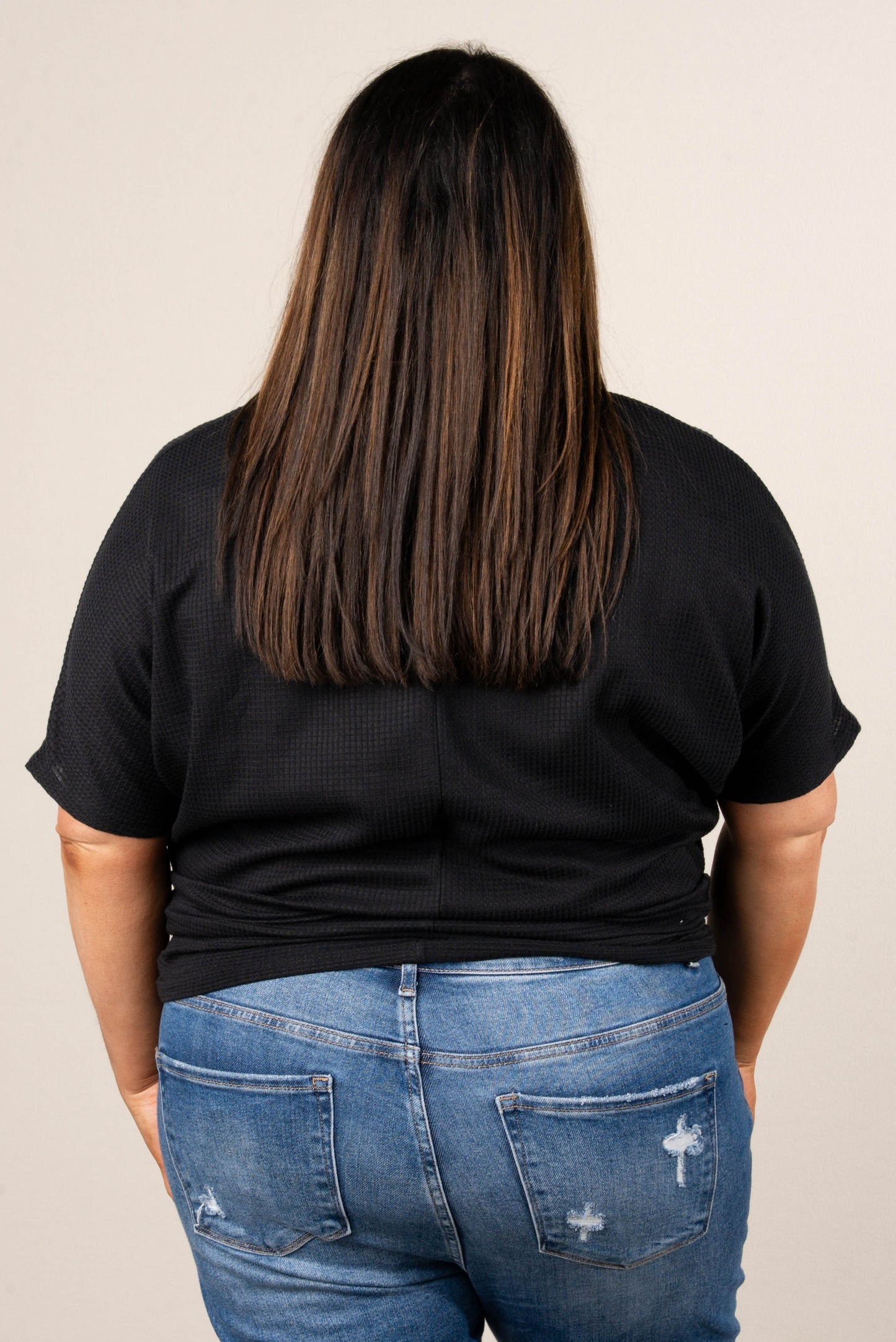 Waffle Knit Dolman Pocket Top