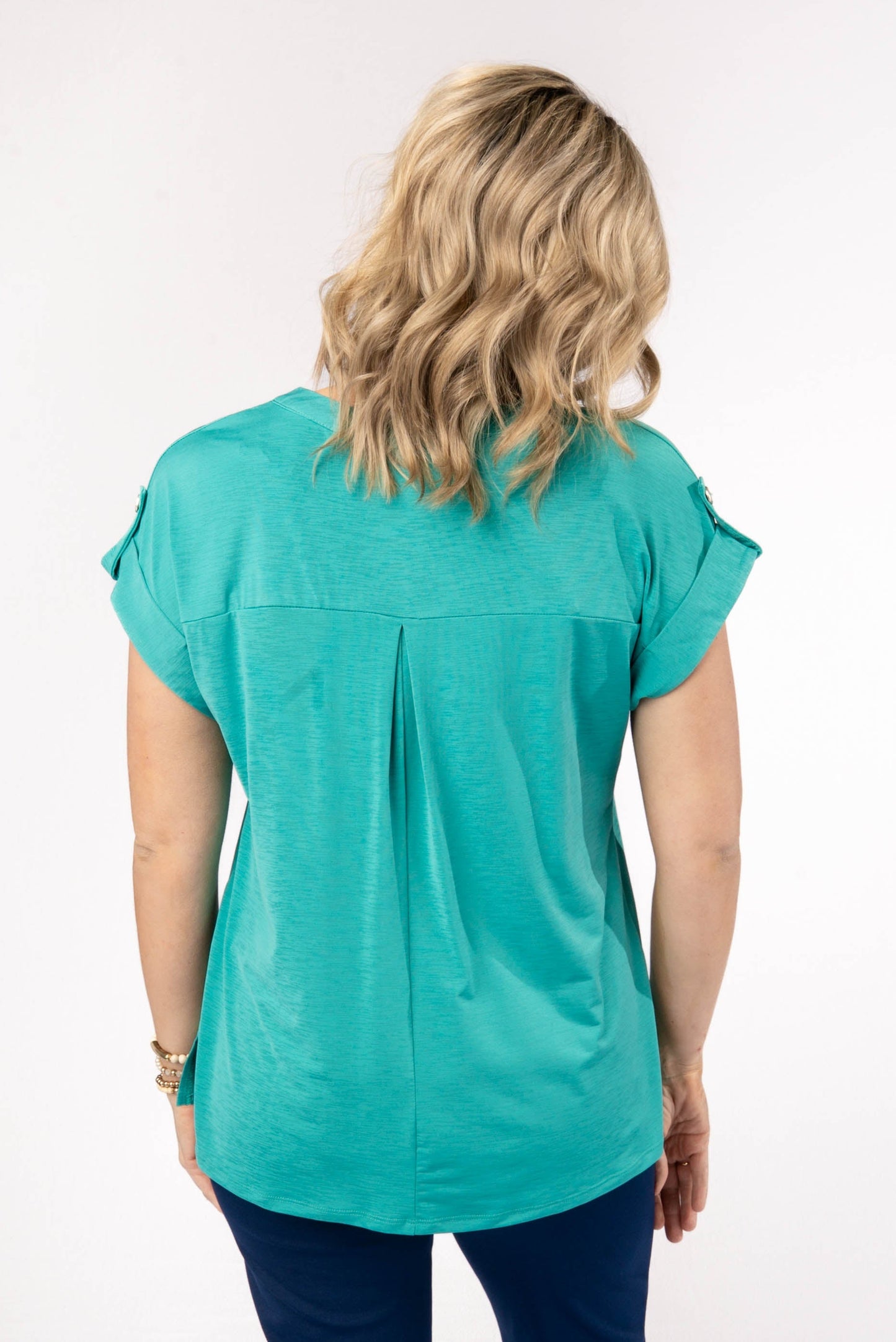 Liz Solid Short Tab Sleeve Top