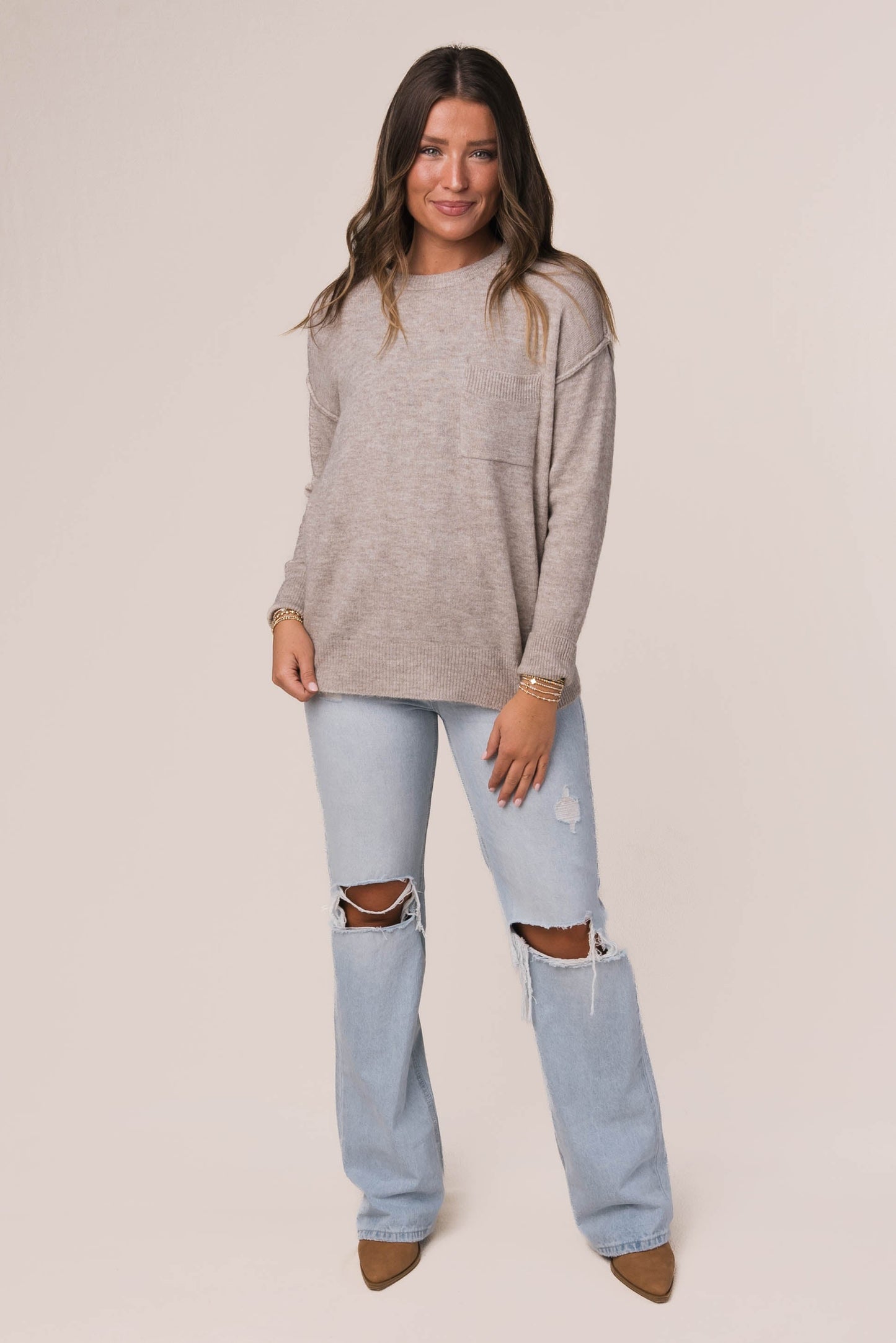 Melange Knit Hi-Lo Sweater *Final Sale*