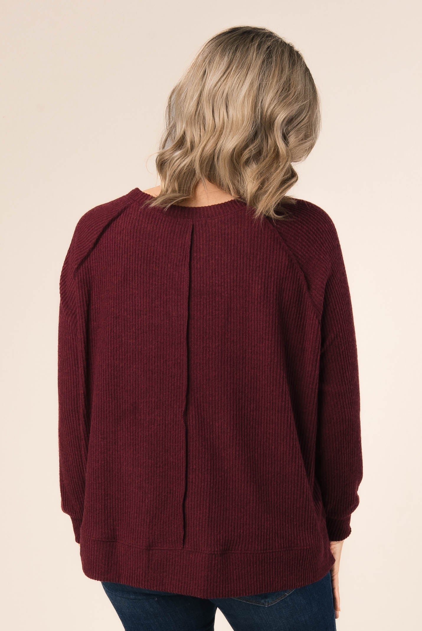 Ribbed Raw Seam Raglan Top *Final Sale*