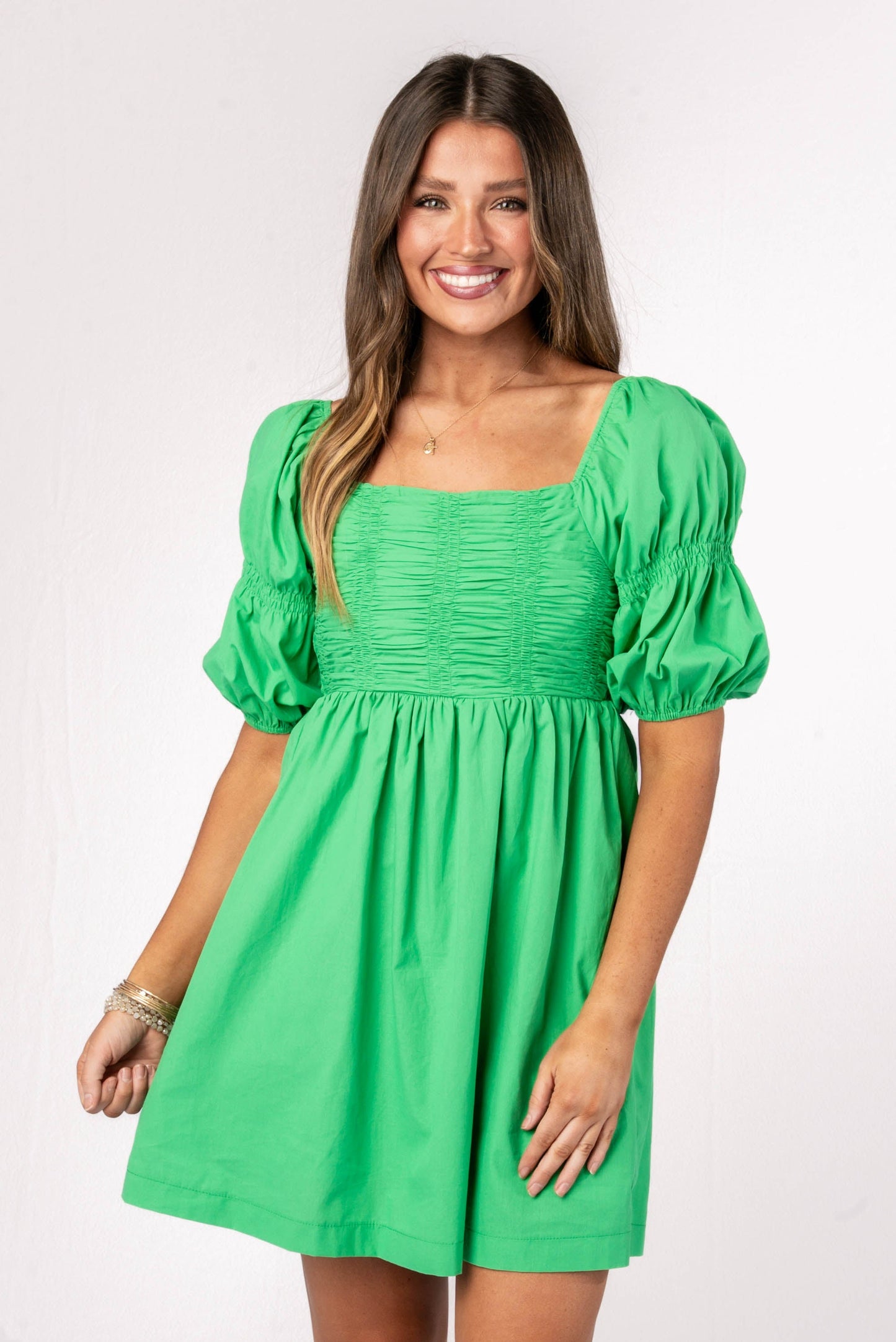 Smocked Square Neck Dress