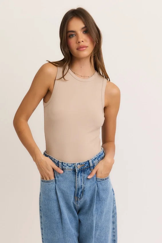 Ribbed Sleeveless Bodysuit
