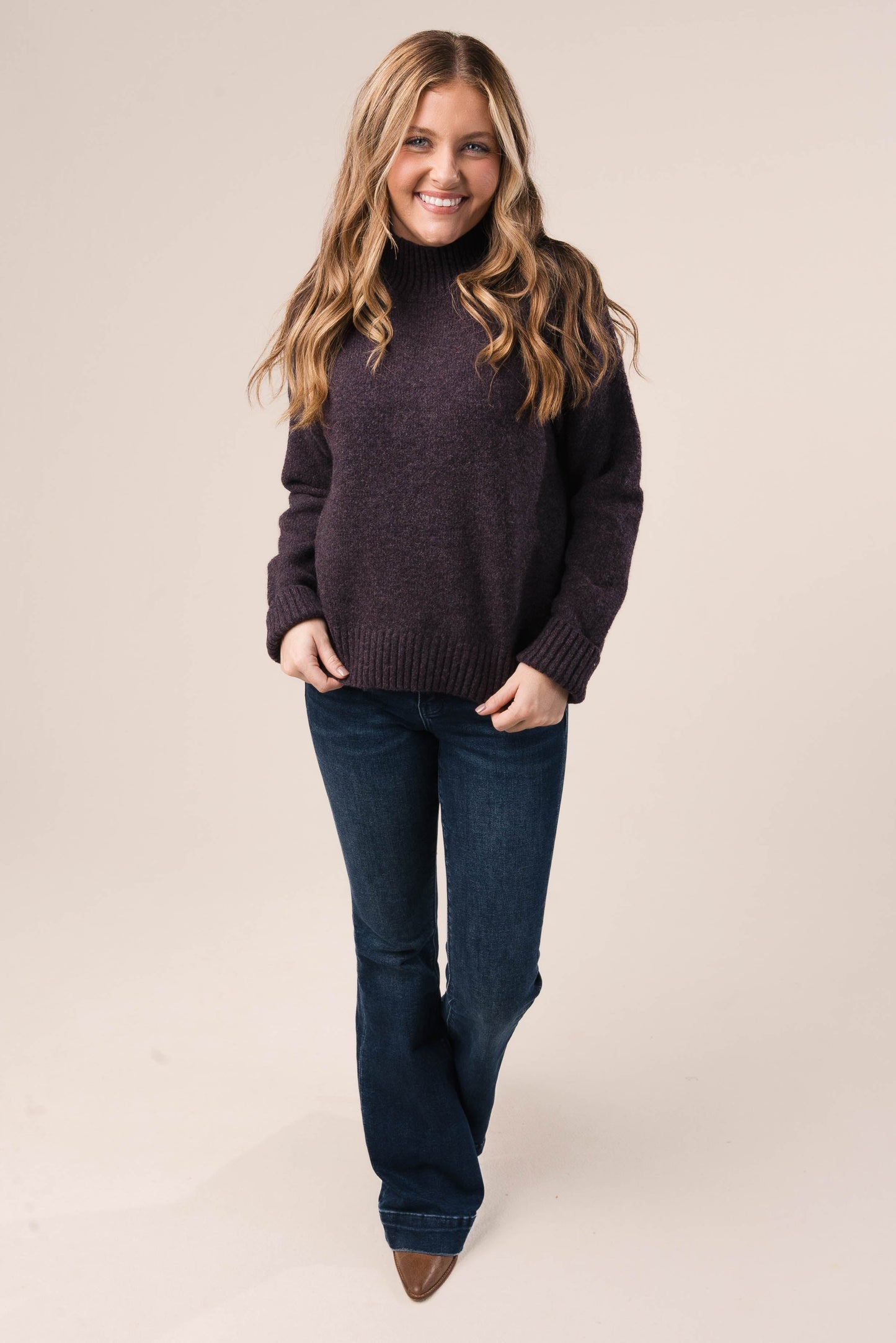 Marled Knit Mock Neck Sweater *Final Sale*