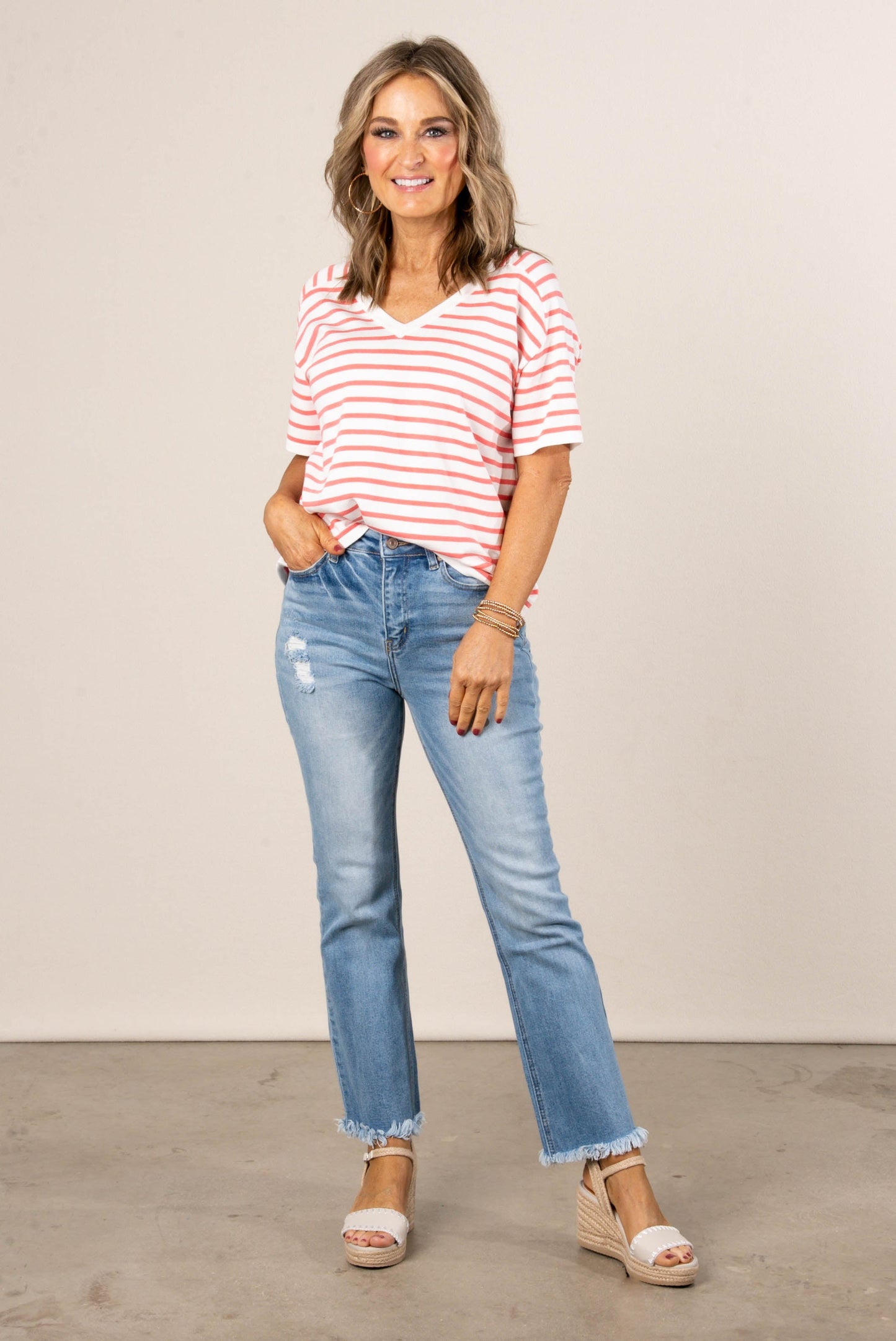 Striped V-Neck Sweater *Final Sale*