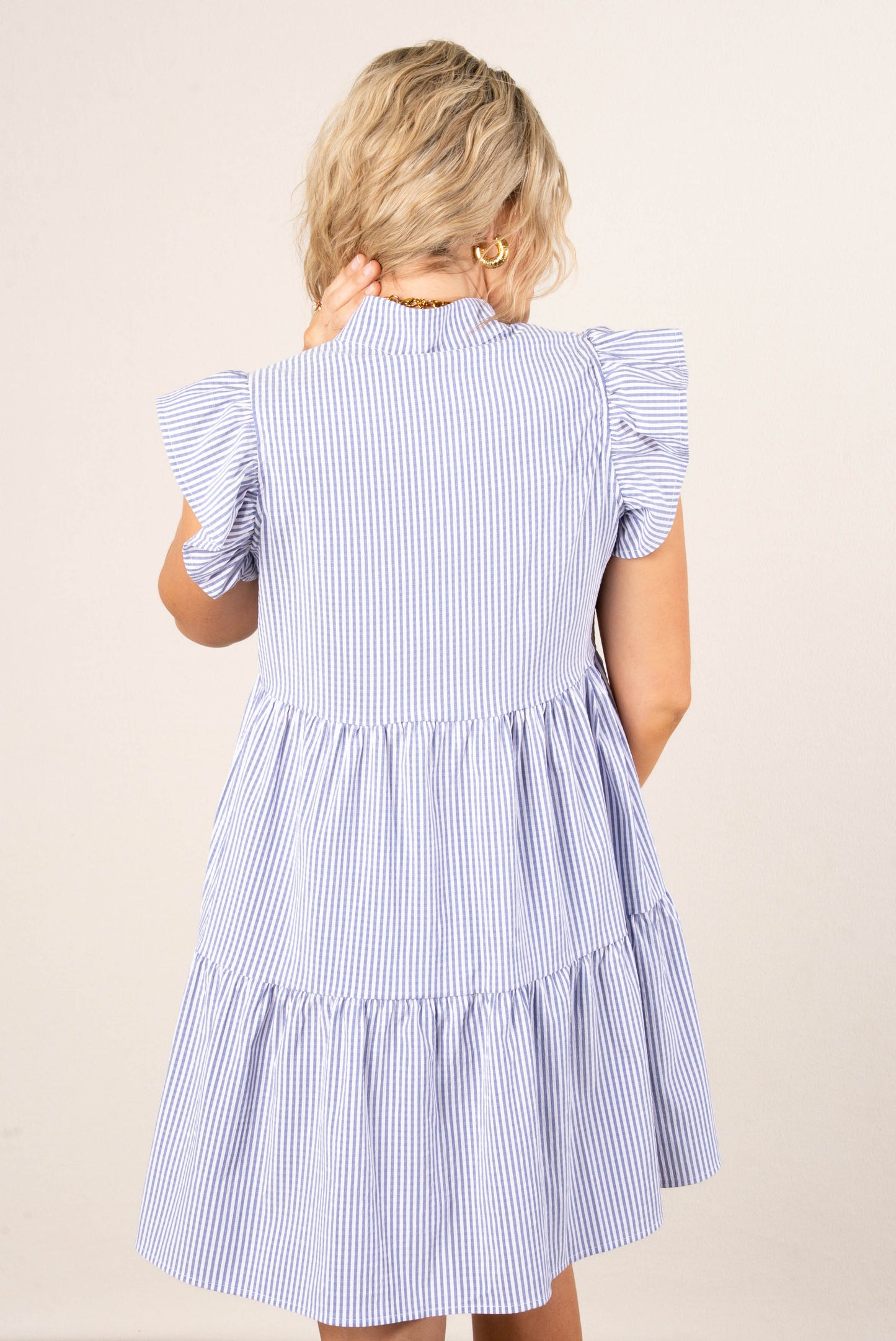 Seersucker Ruffled Tiered Dress