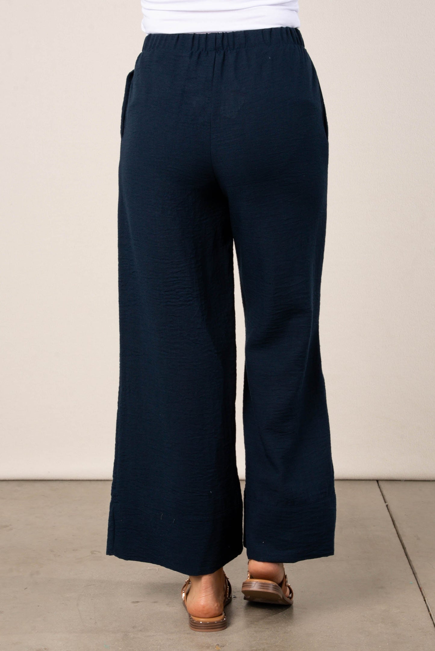 Textured Drawstring Palazzo Pants