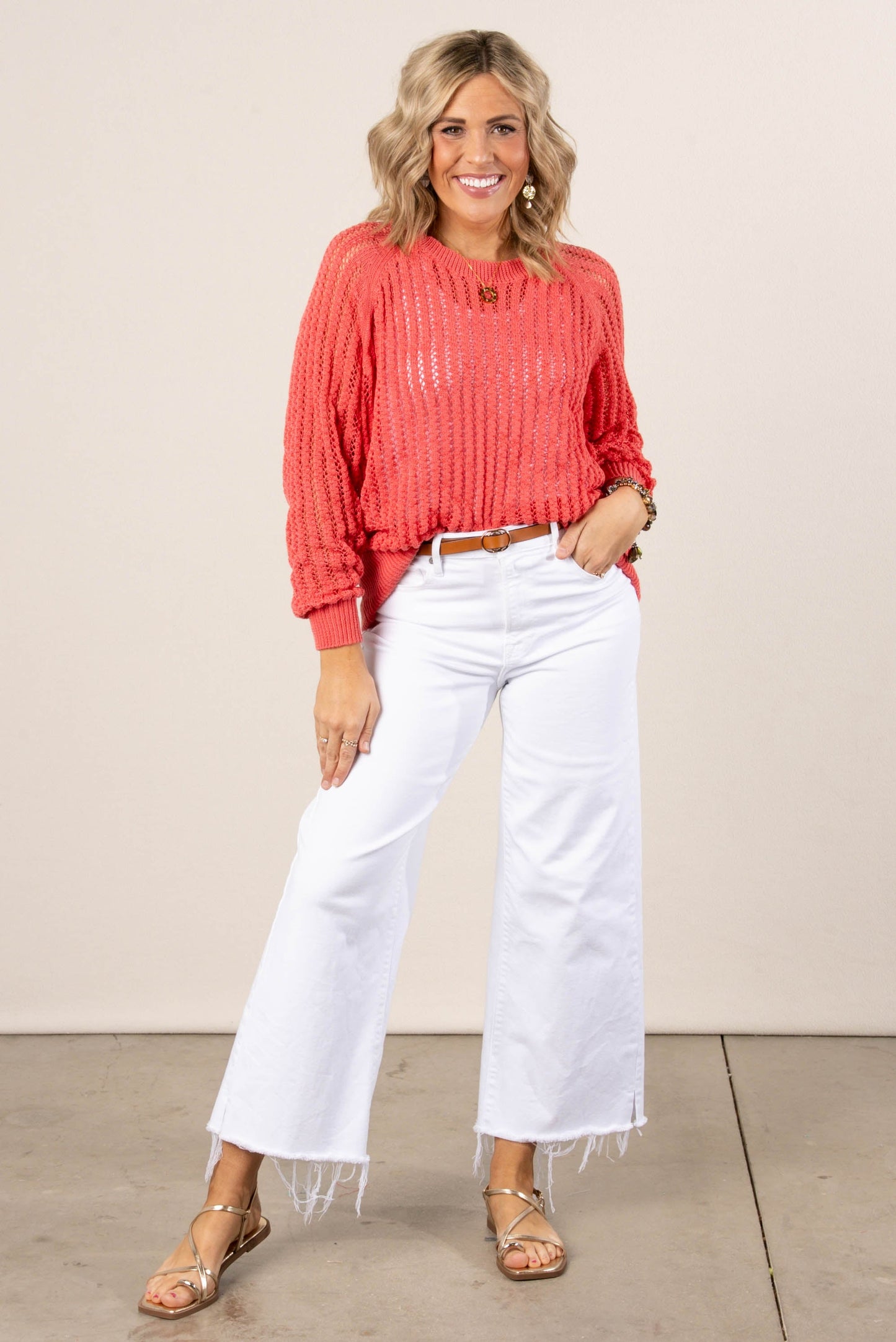 Open Knit Raglan Sweater