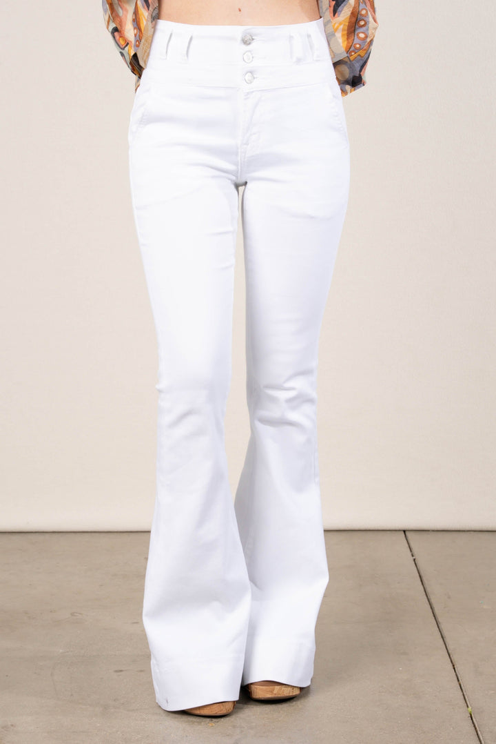 Mica Denim | Allie High Rise Belted Flare Jeans