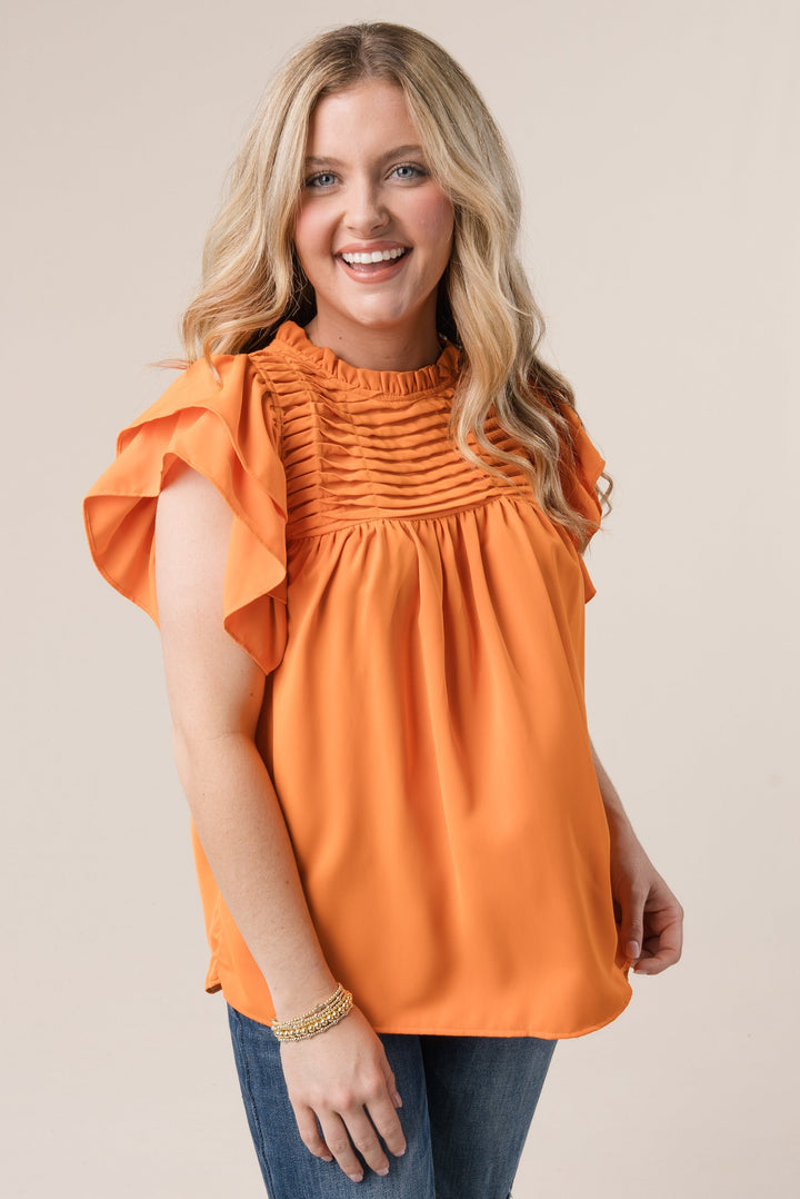 Shirred Bodice Ruffled Blouse *Final Sale*