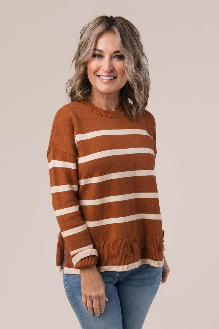 Striped Split Hem Sweater