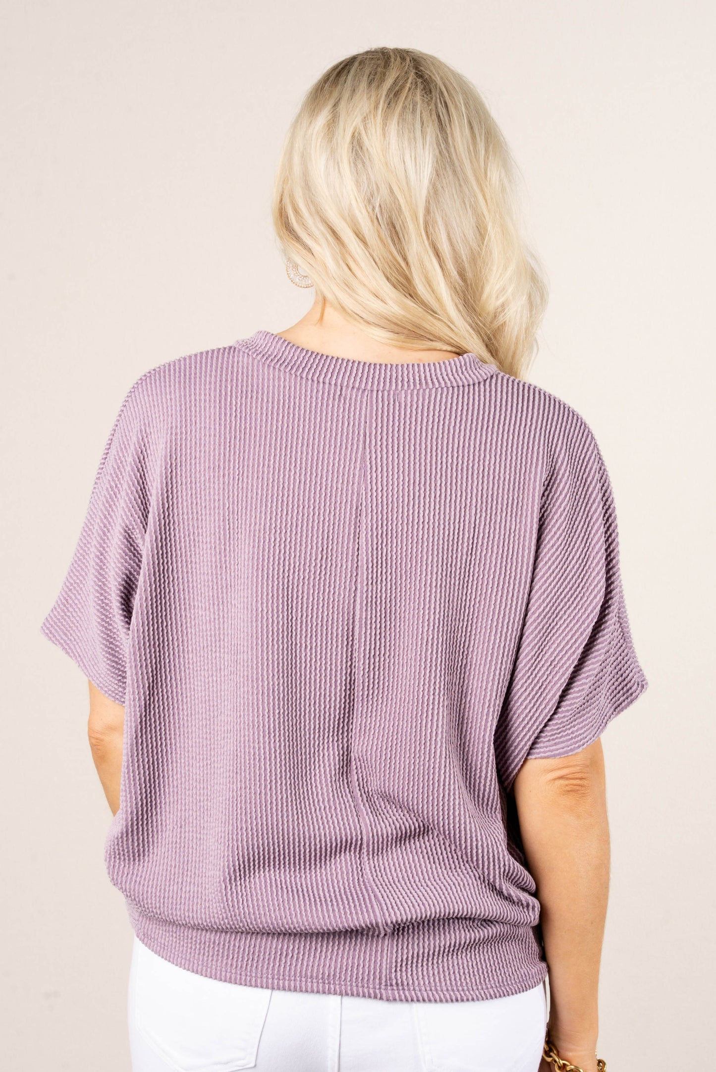 Ribbed V-Neck Dolman Top *Final Sale*