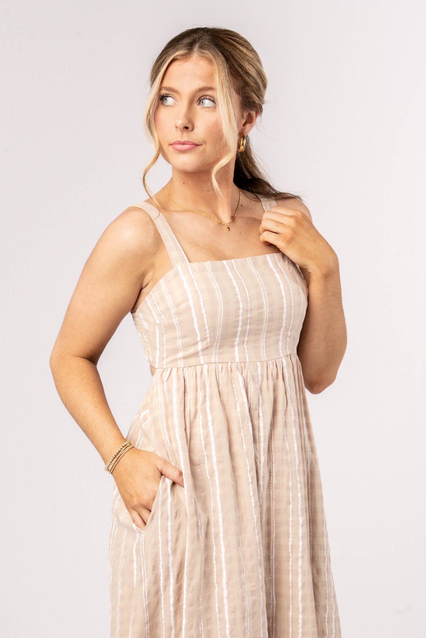 Striped Cut-Out Back Maxi Dress