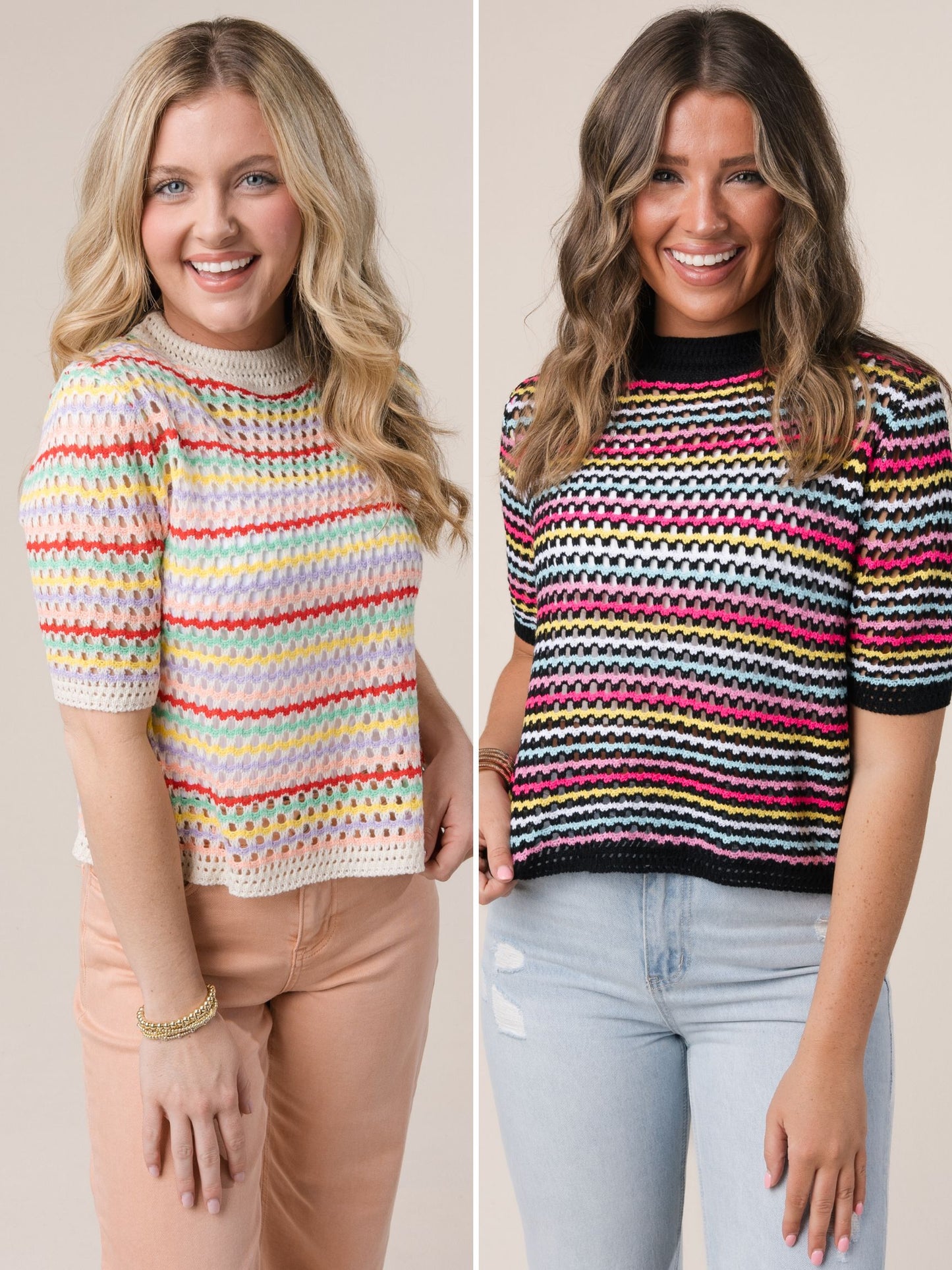 Striped Open Knit Top {More Colors}