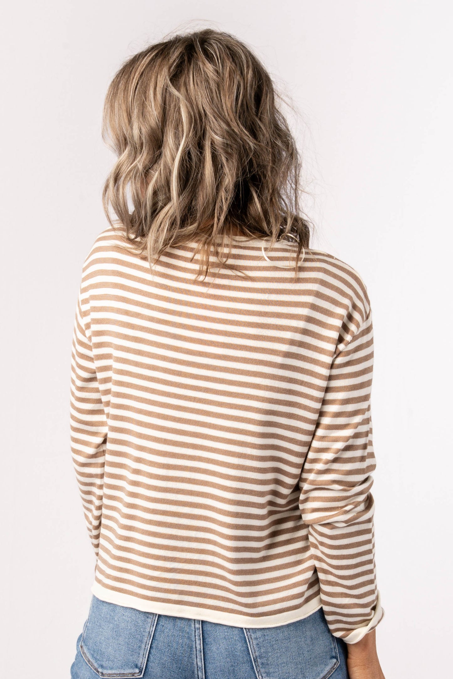 Striped Rolled Hem Sweater