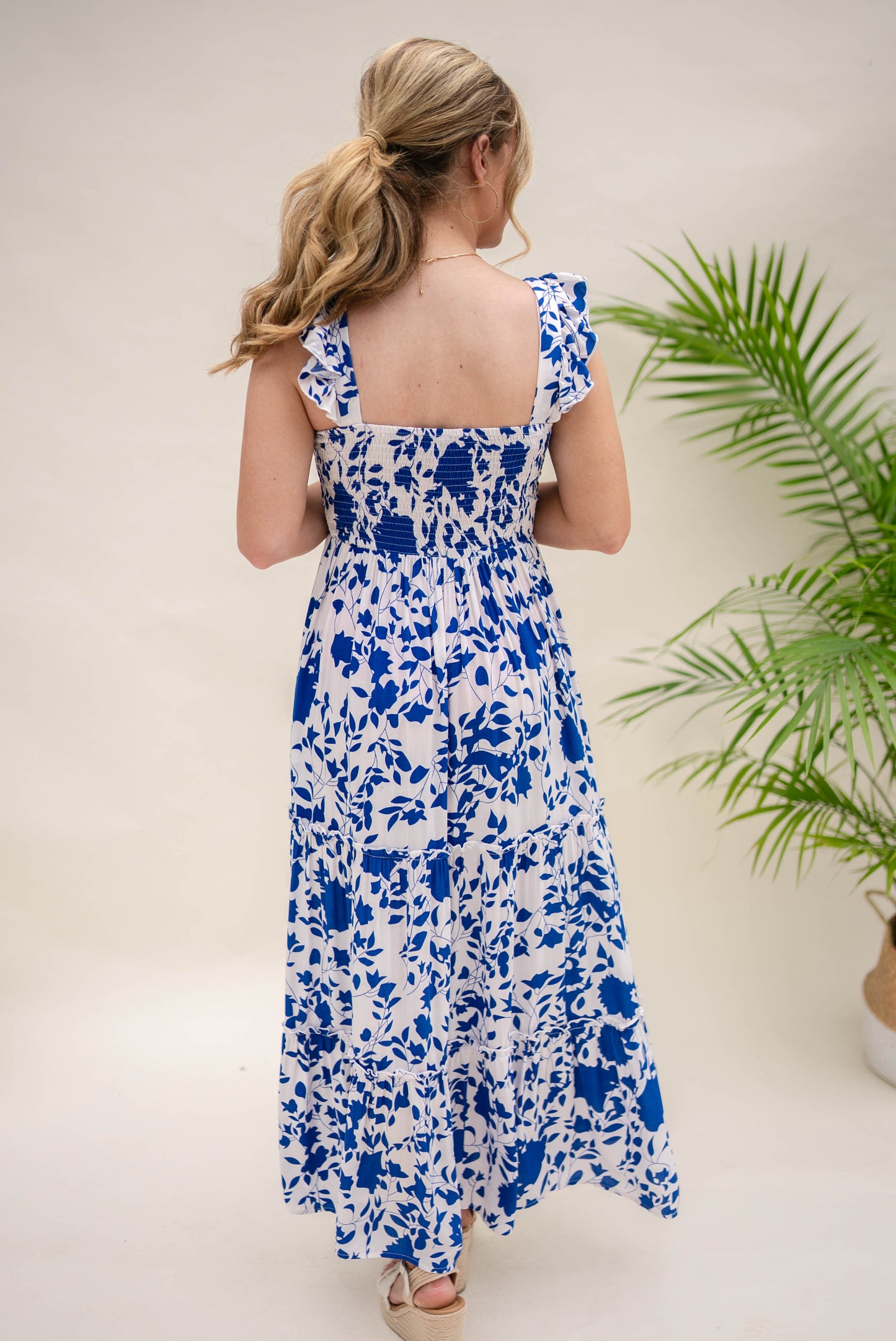 Floral Flutter Sleeve Maxi Dress