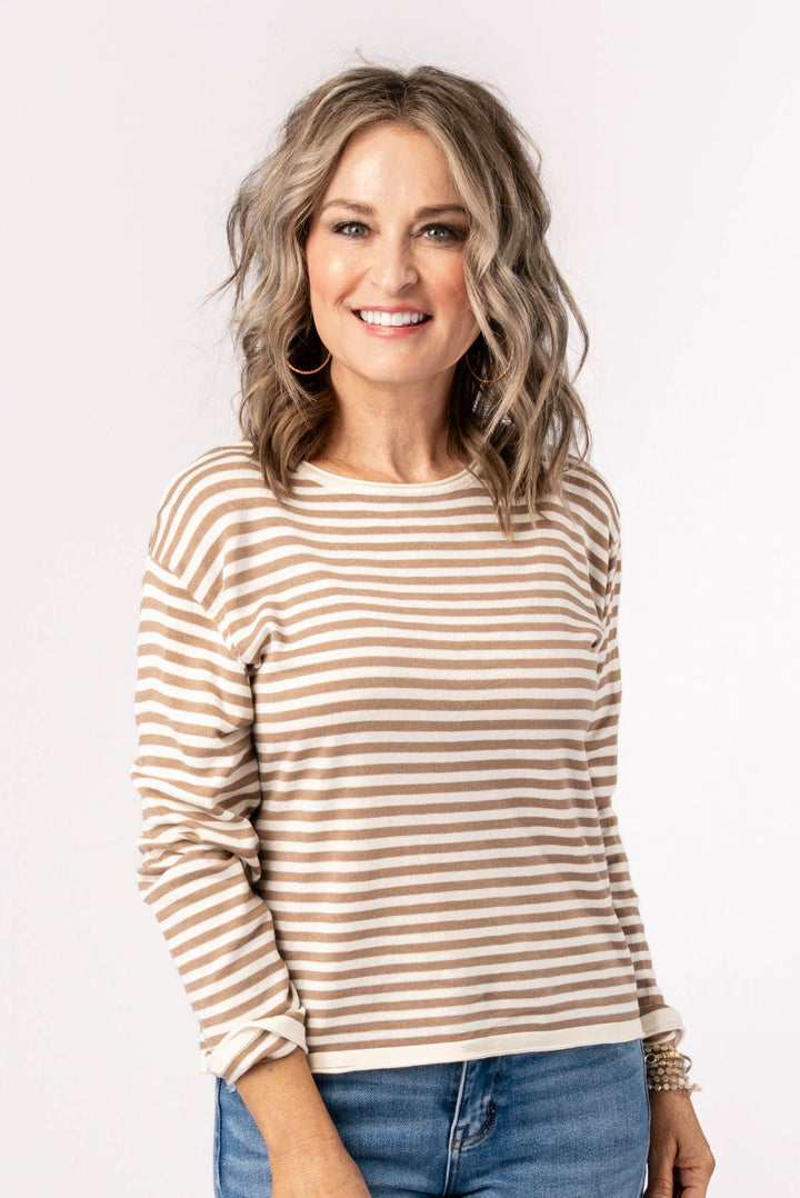 Striped Rolled Hem Sweater