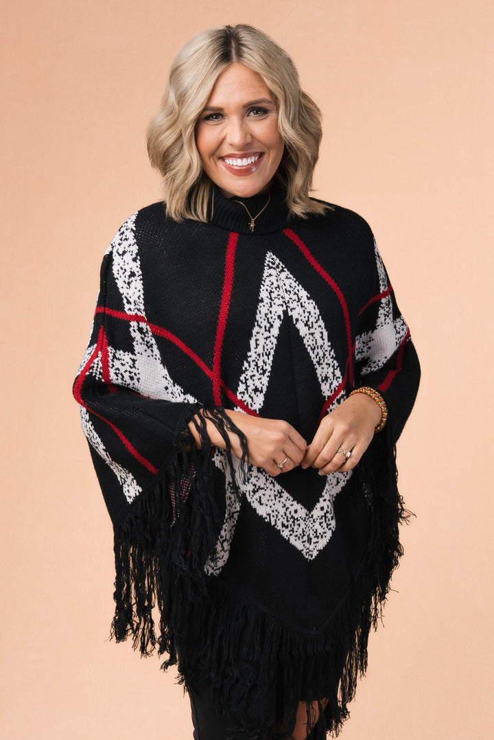 Plaid Turtleneck Sweater Poncho *Final Sale*