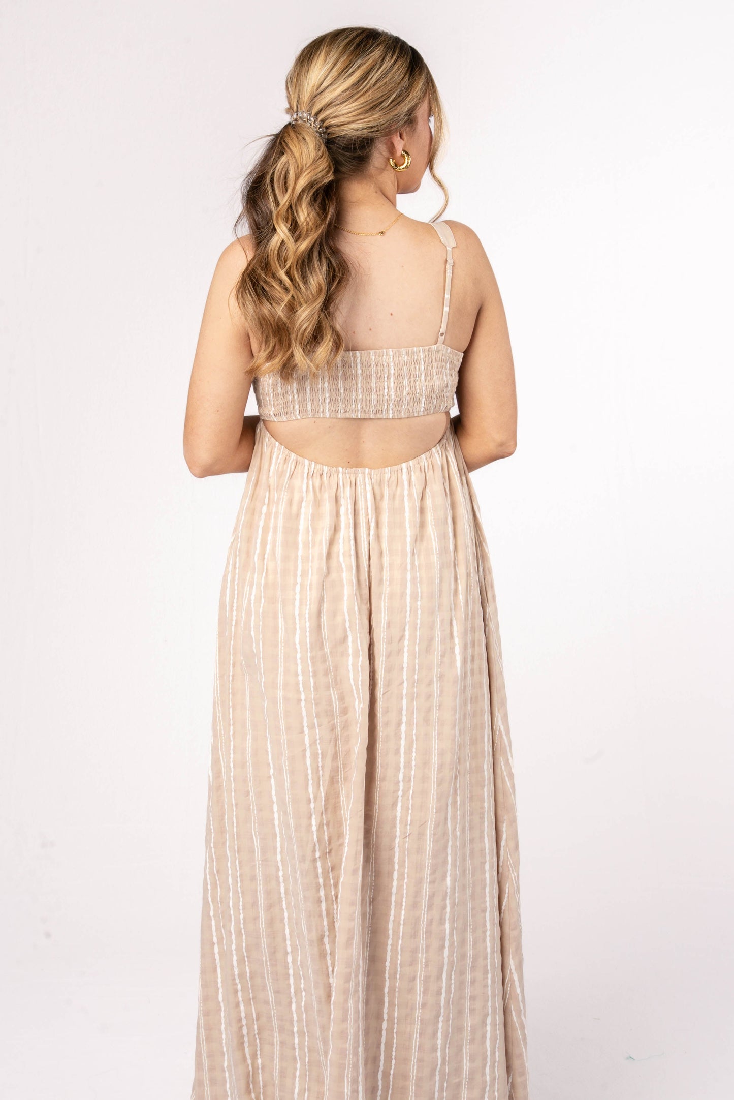 Striped Cut-Out Back Maxi Dress
