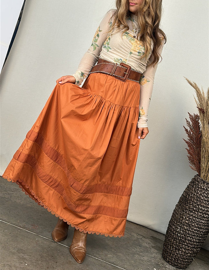 Boho Charm Tiered Midi Skirt