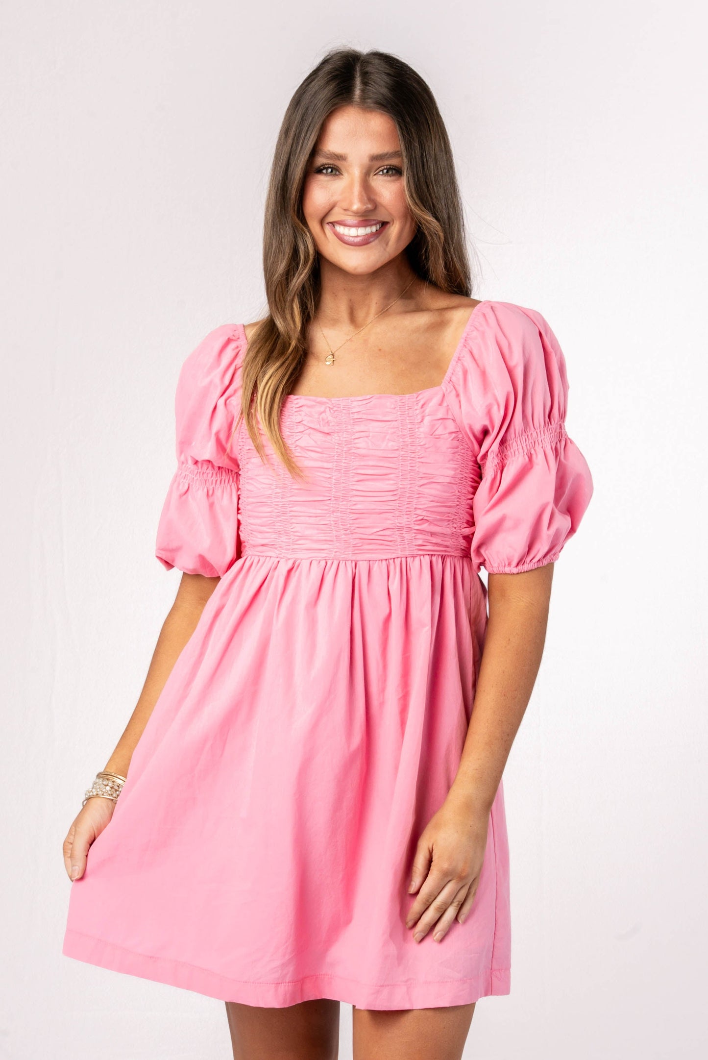 Smocked Square Neck Dress