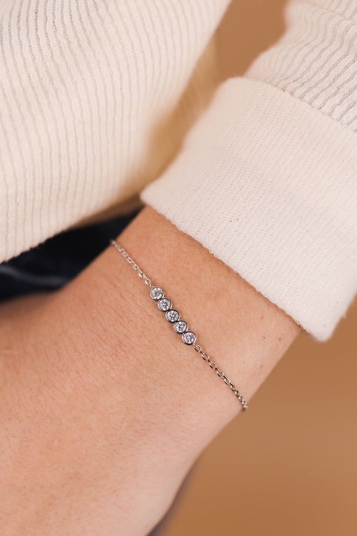 Round CZ Line Chain Bracelet