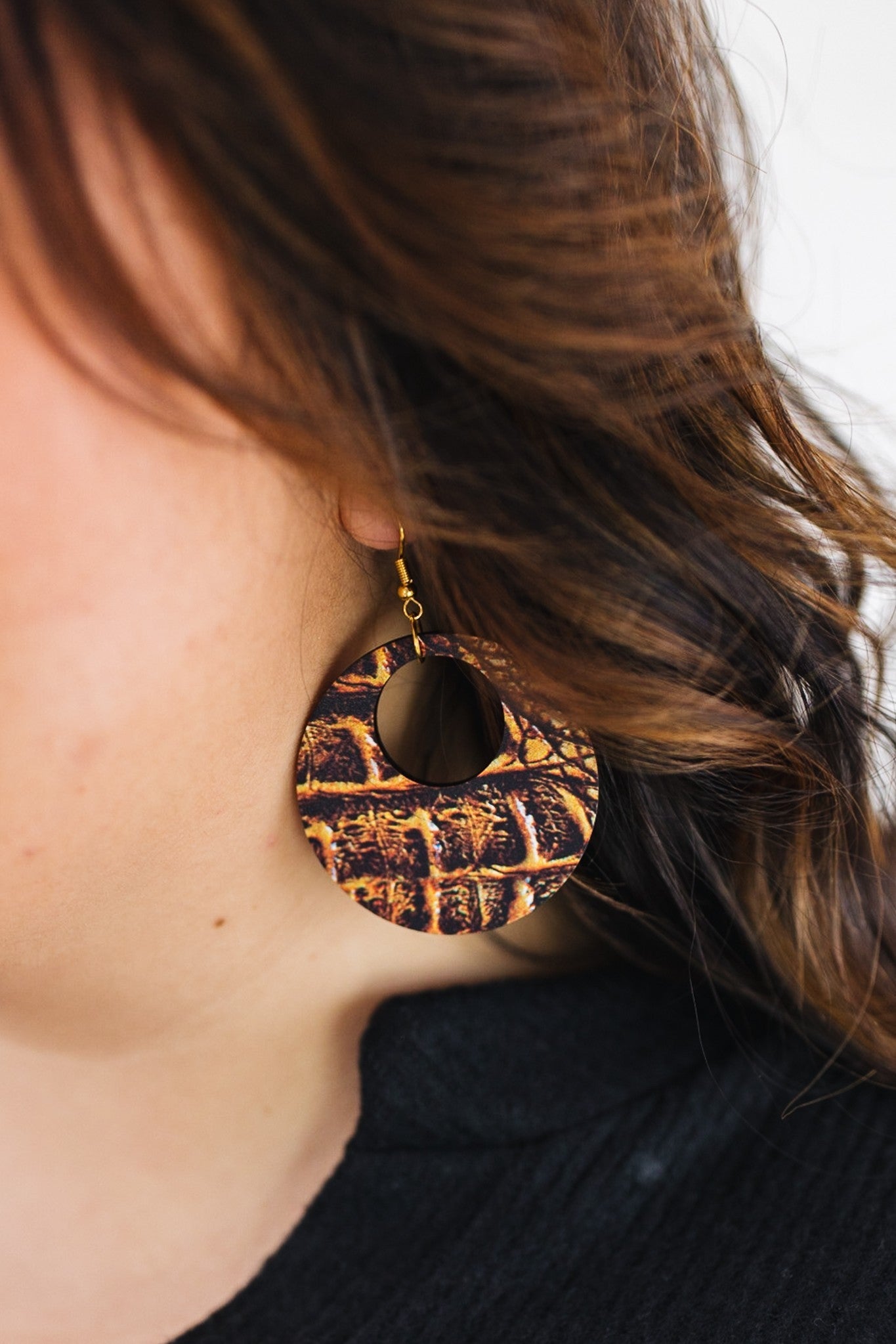 Round Animal Print Dangle Earrings *Final Sale*