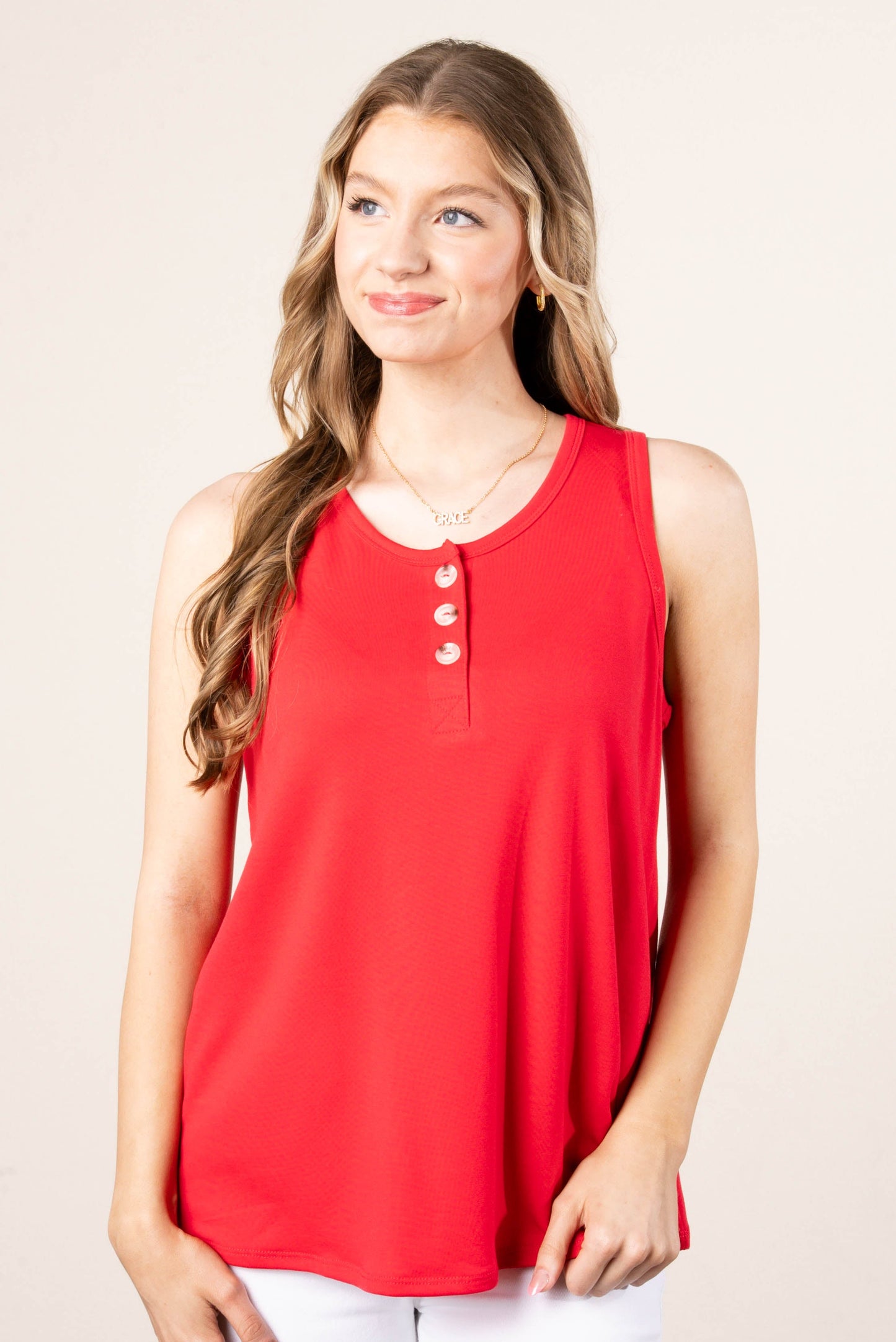 Relaxed Fit Henley Tank *Final Sale*