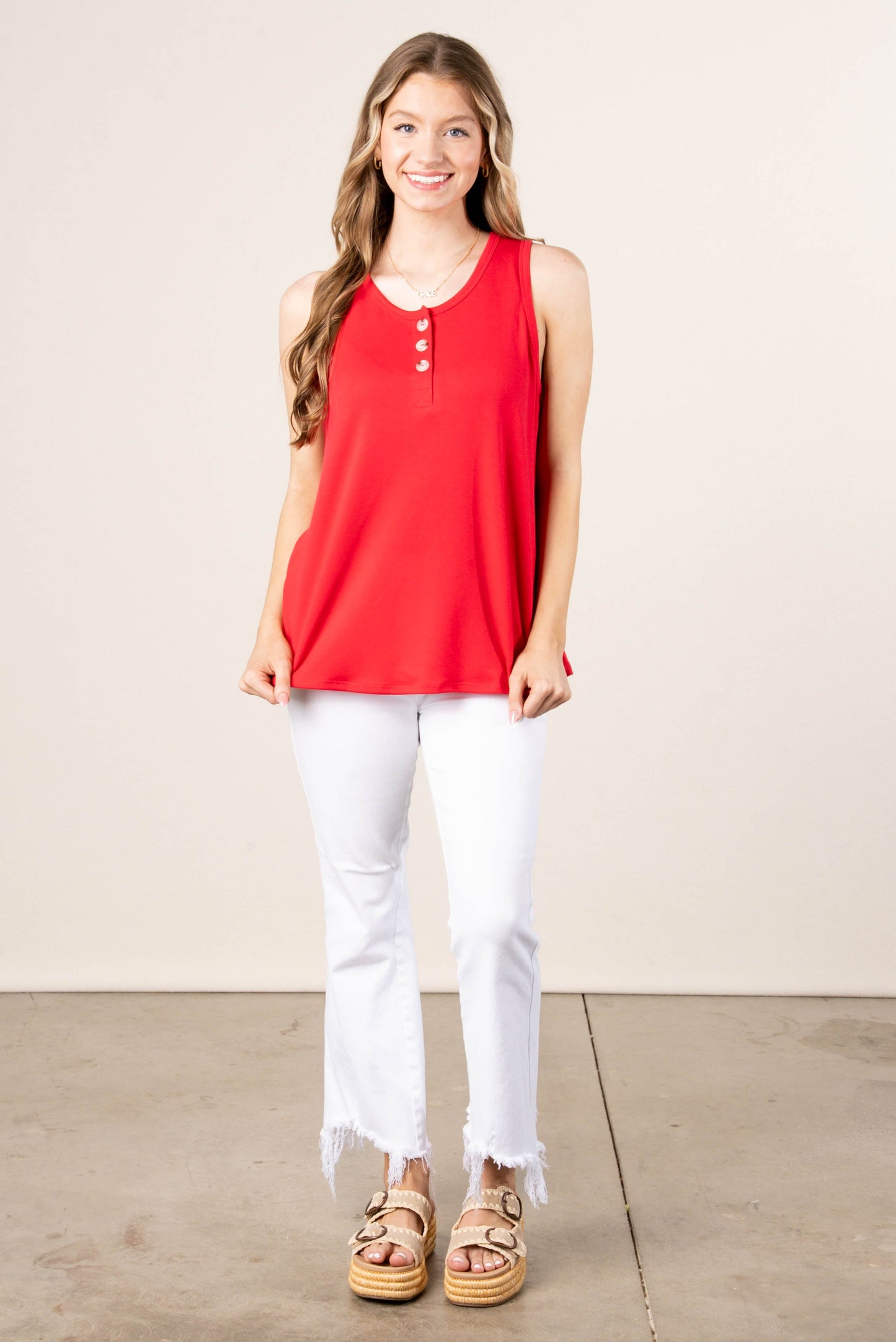 Relaxed Fit Henley Tank *Final Sale*