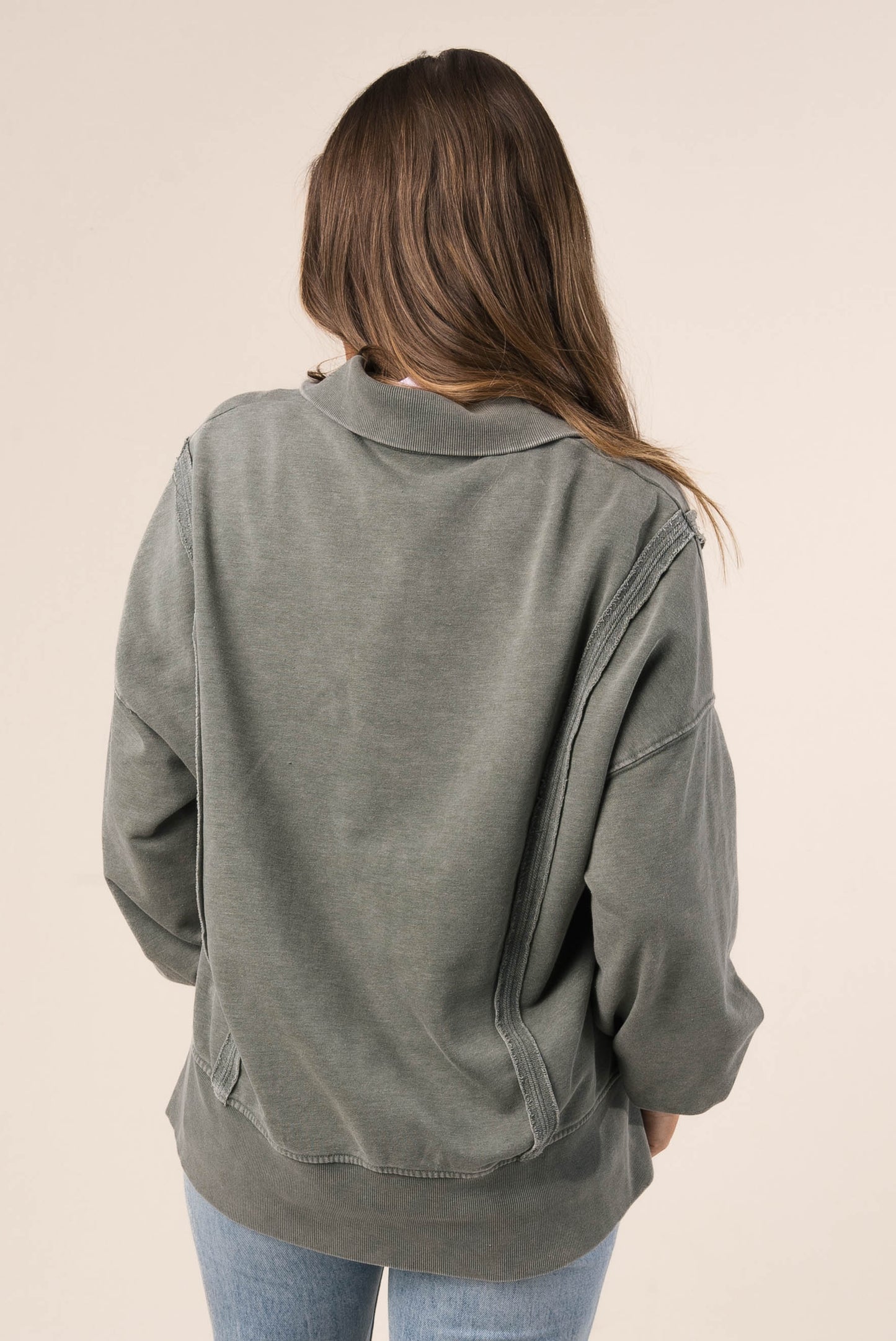 Mineral Washed Half Snap Pullover