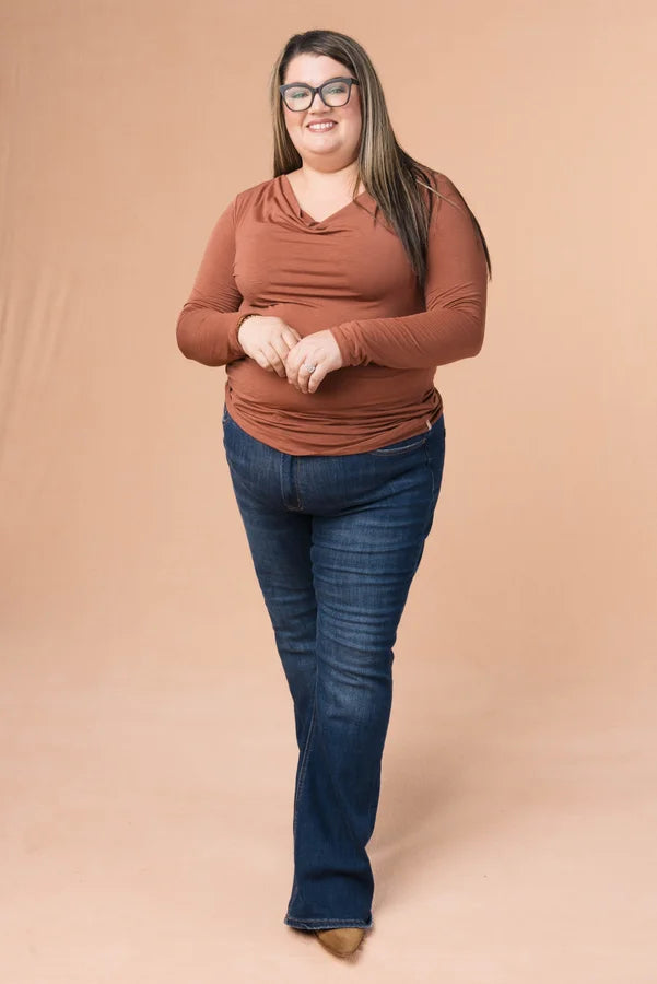 Draped Neck Ruched Side Top *Final Sale*