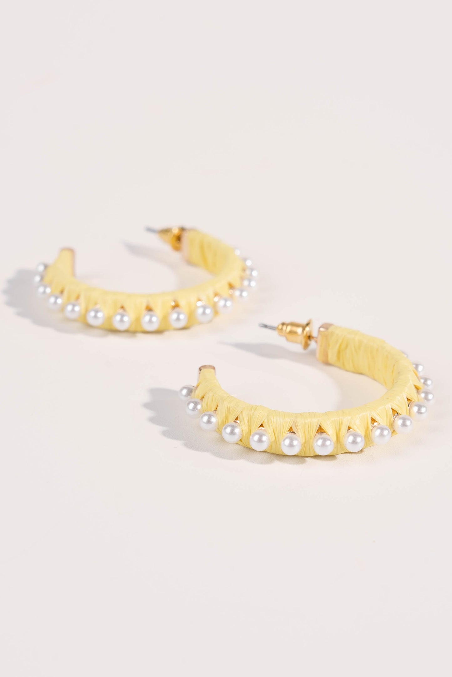 Raffia + Pearl Hoop Earrings