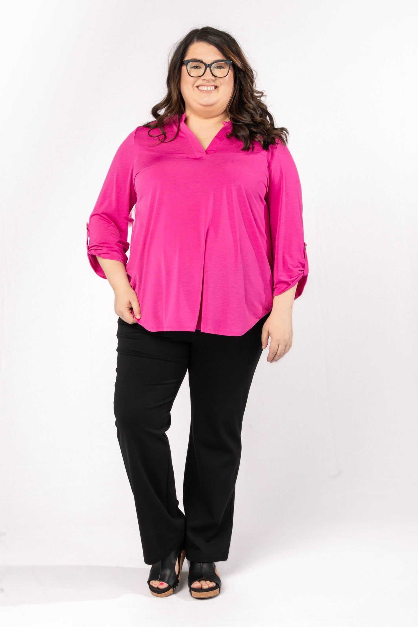 Liz Solid Tab Sleeve Top