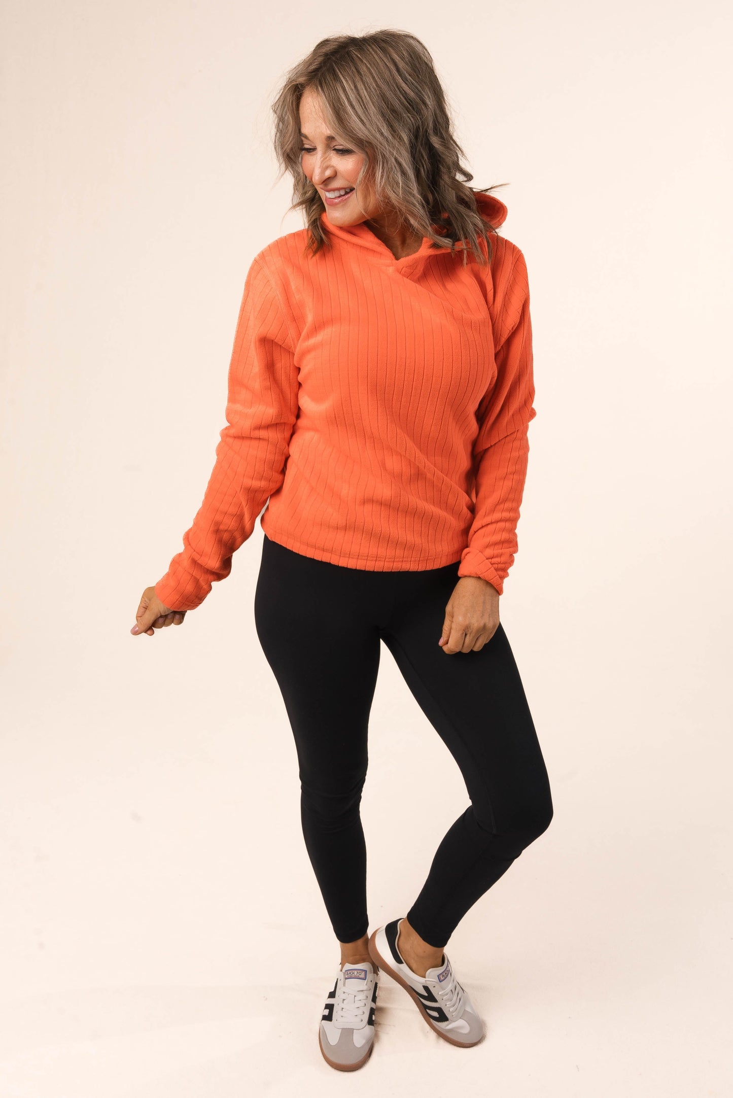Mini Square Knit Side Tie Hooded Pullover