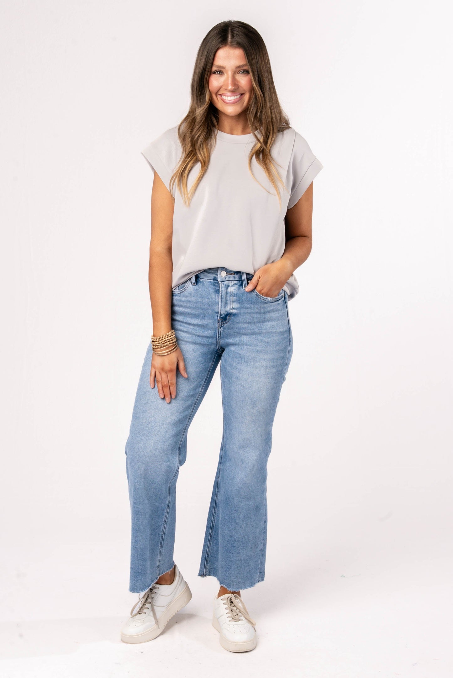 Cap Sleeve Drawstring Waist Top