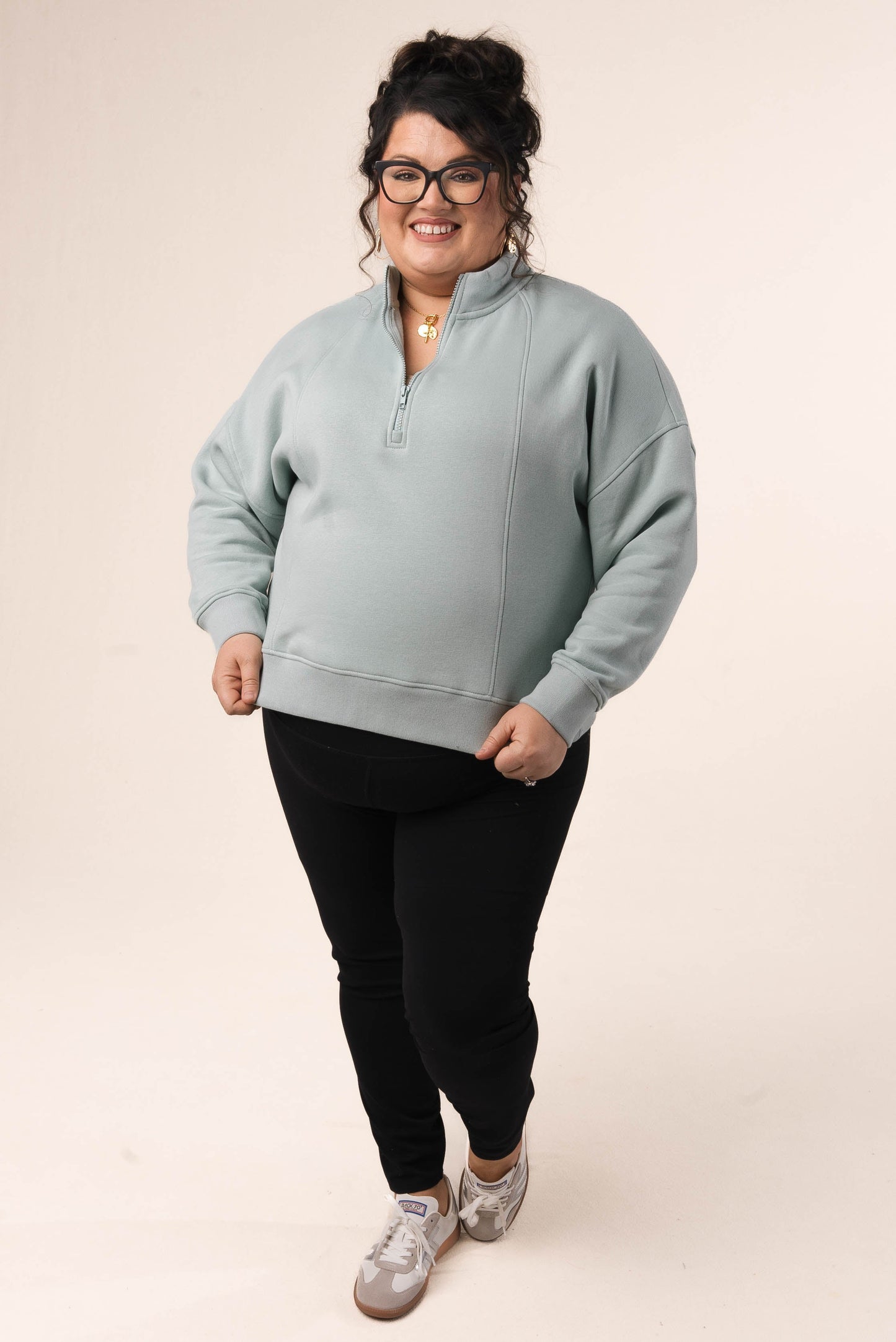 Seamed Half Zip Sweatshirt