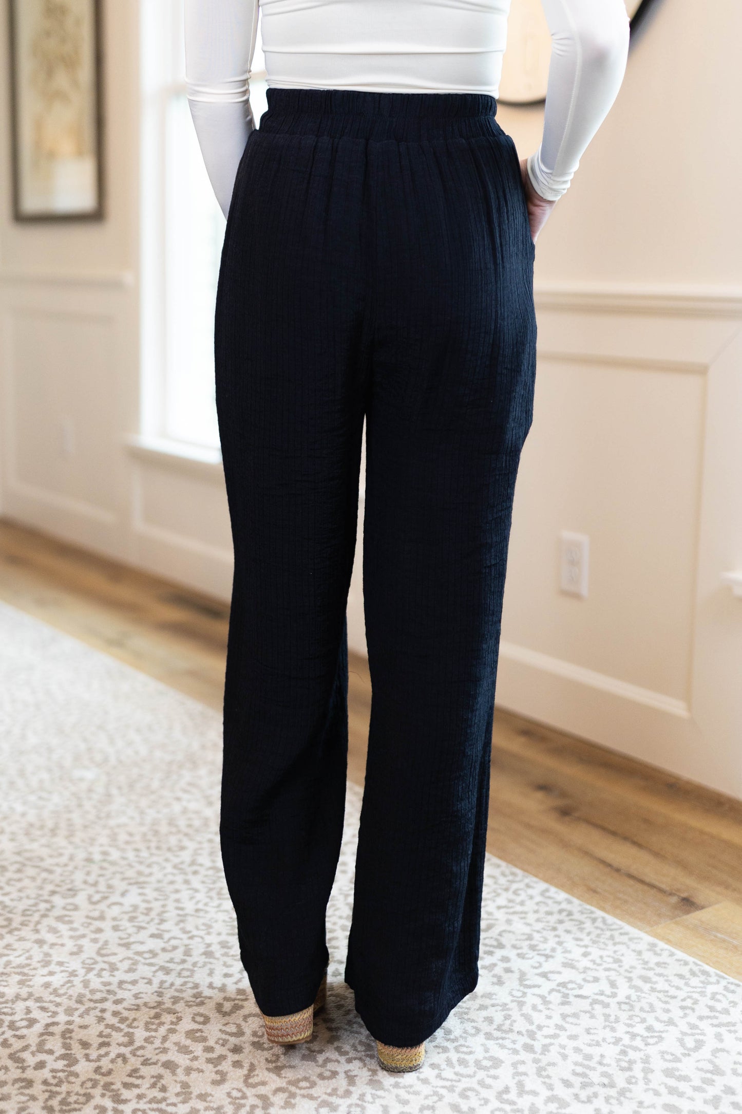 Crinkled Pull-On Wide Leg Pants *Final Sale*