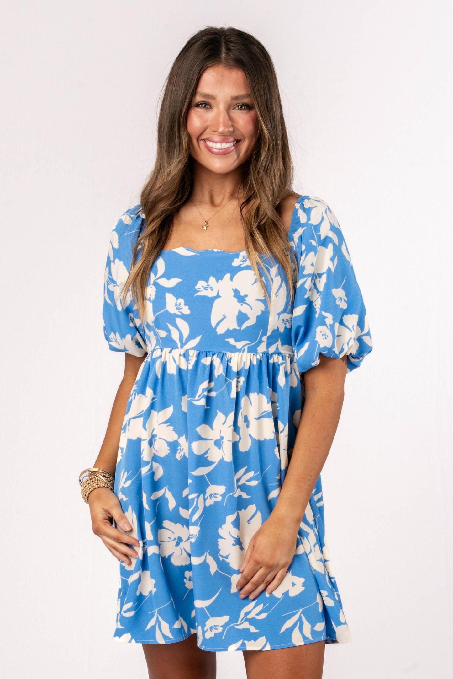 Floral Scallop Neck Dress