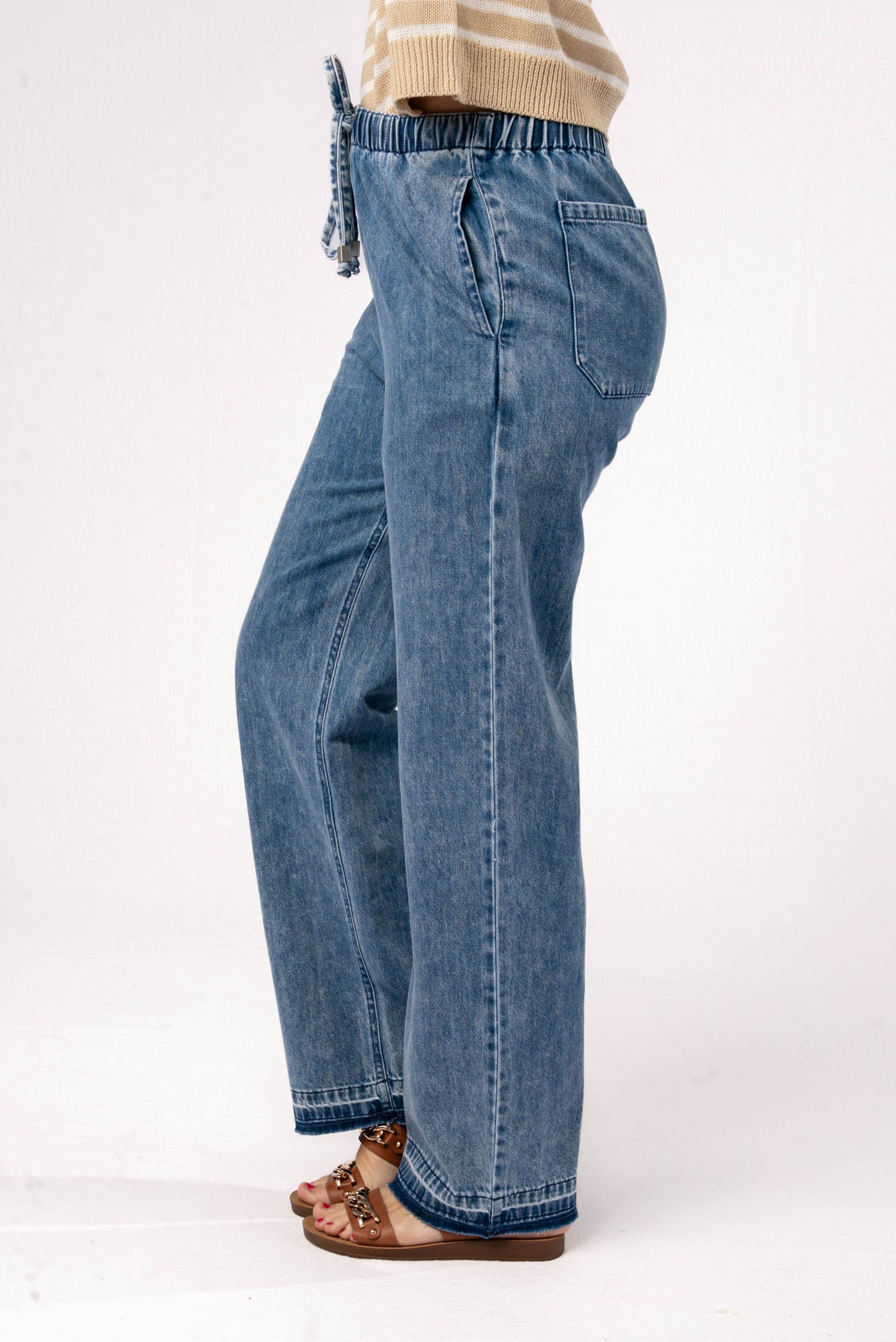 High Waist Drawstring Jeans