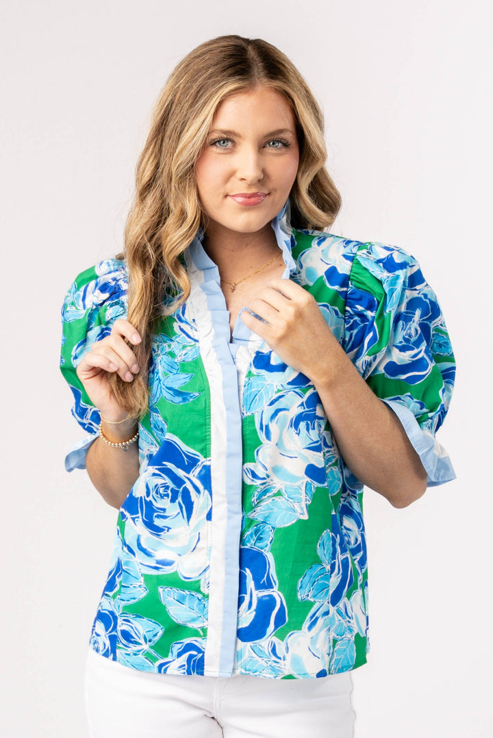 Floral Ruffle Detail Top *Final Sale*