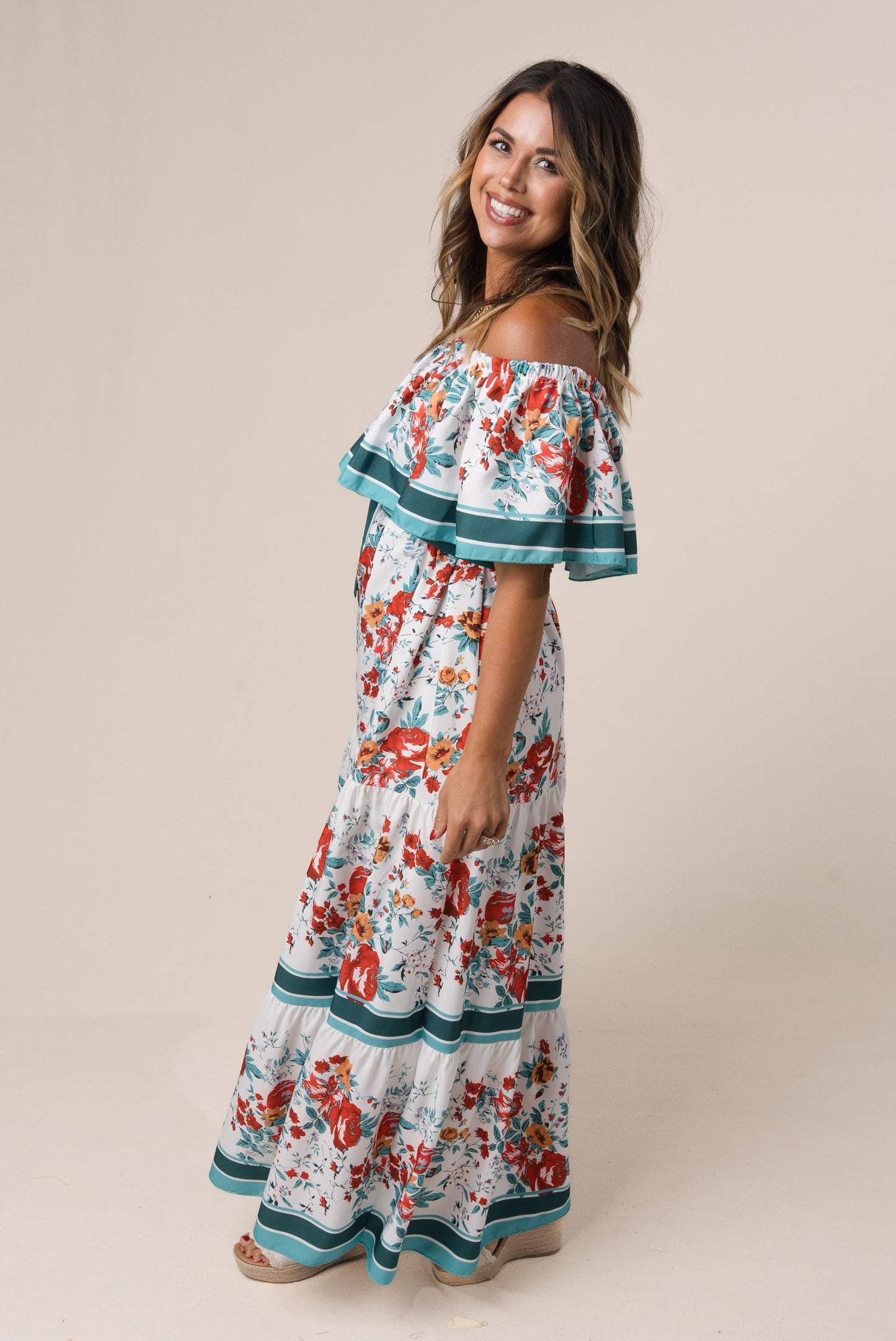 Floral Off Shoulder Maxi Dress