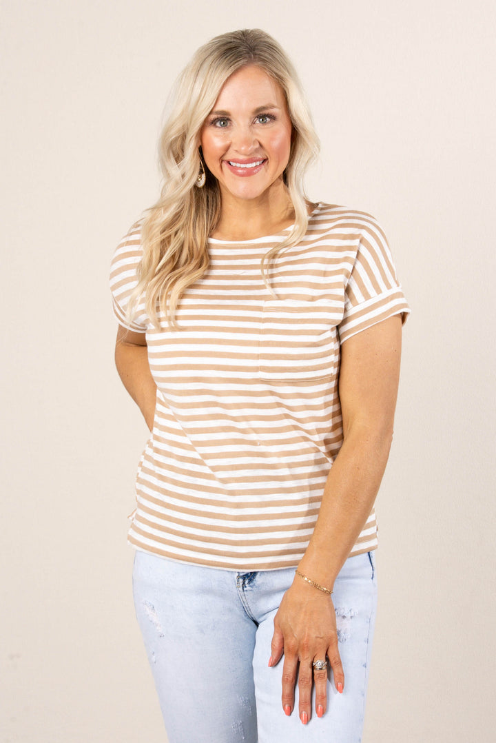 Striped Dolman Pocket Top