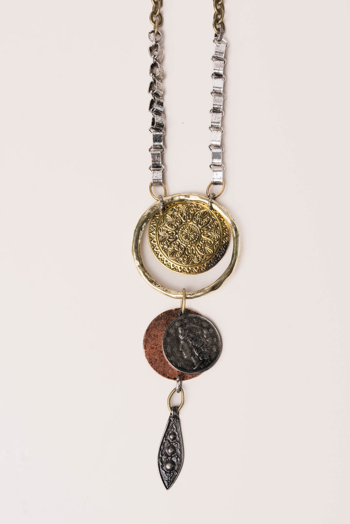 Mixed Chain + Coin Dangle Necklace