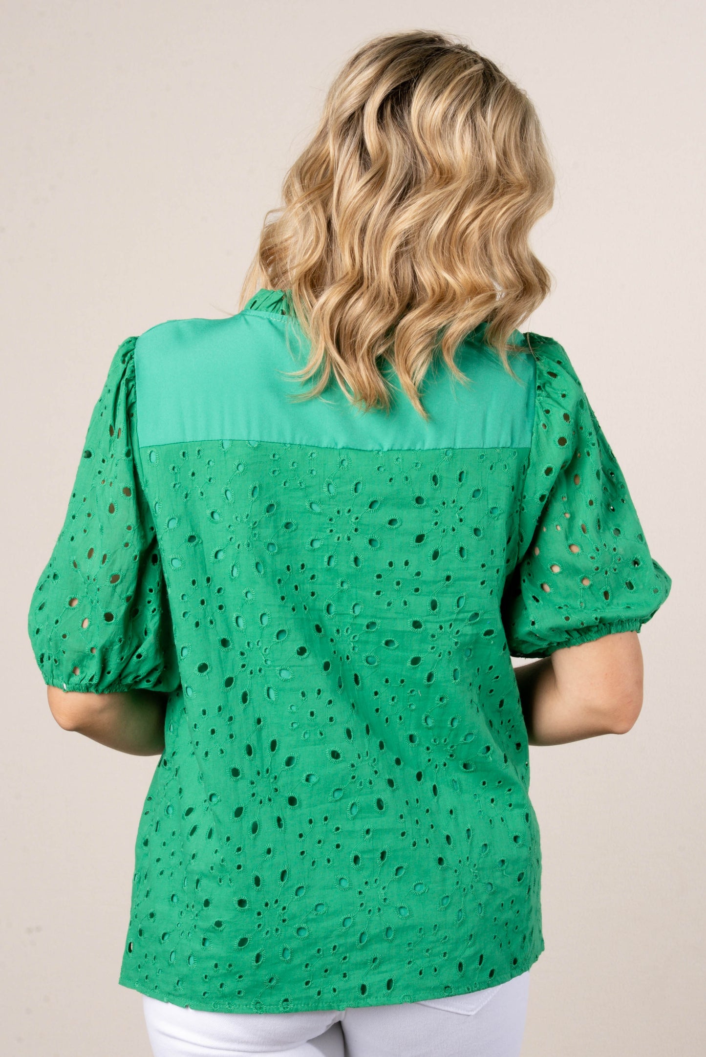 Georgia Mae Eyelet Bubble Sleeve Blouse