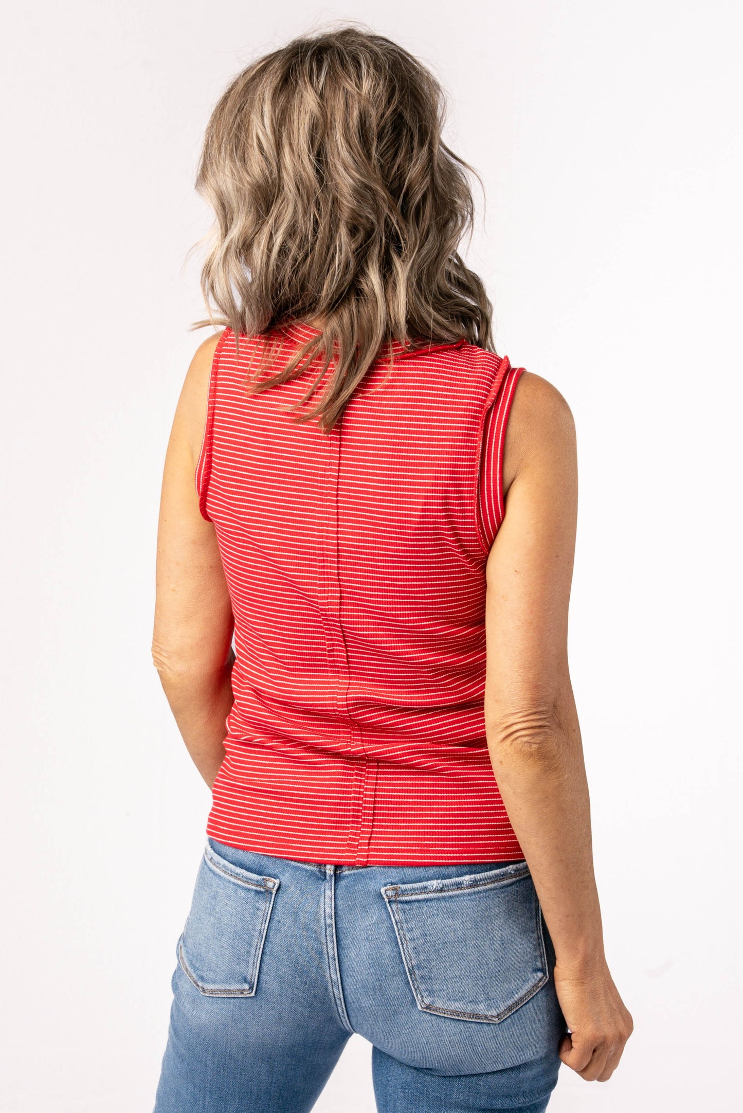 Striped Raw Edge Tank