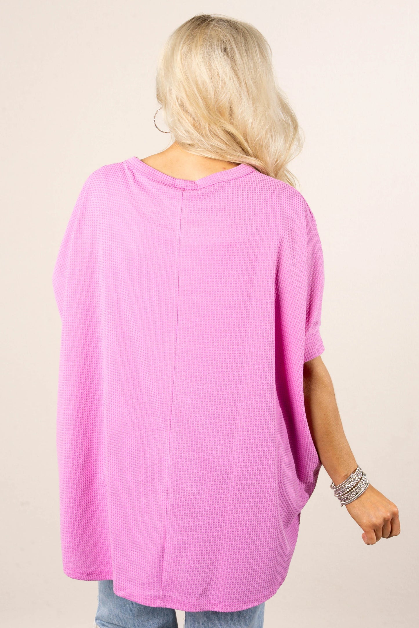 Waffle Knit Hi-Lo Poncho Top