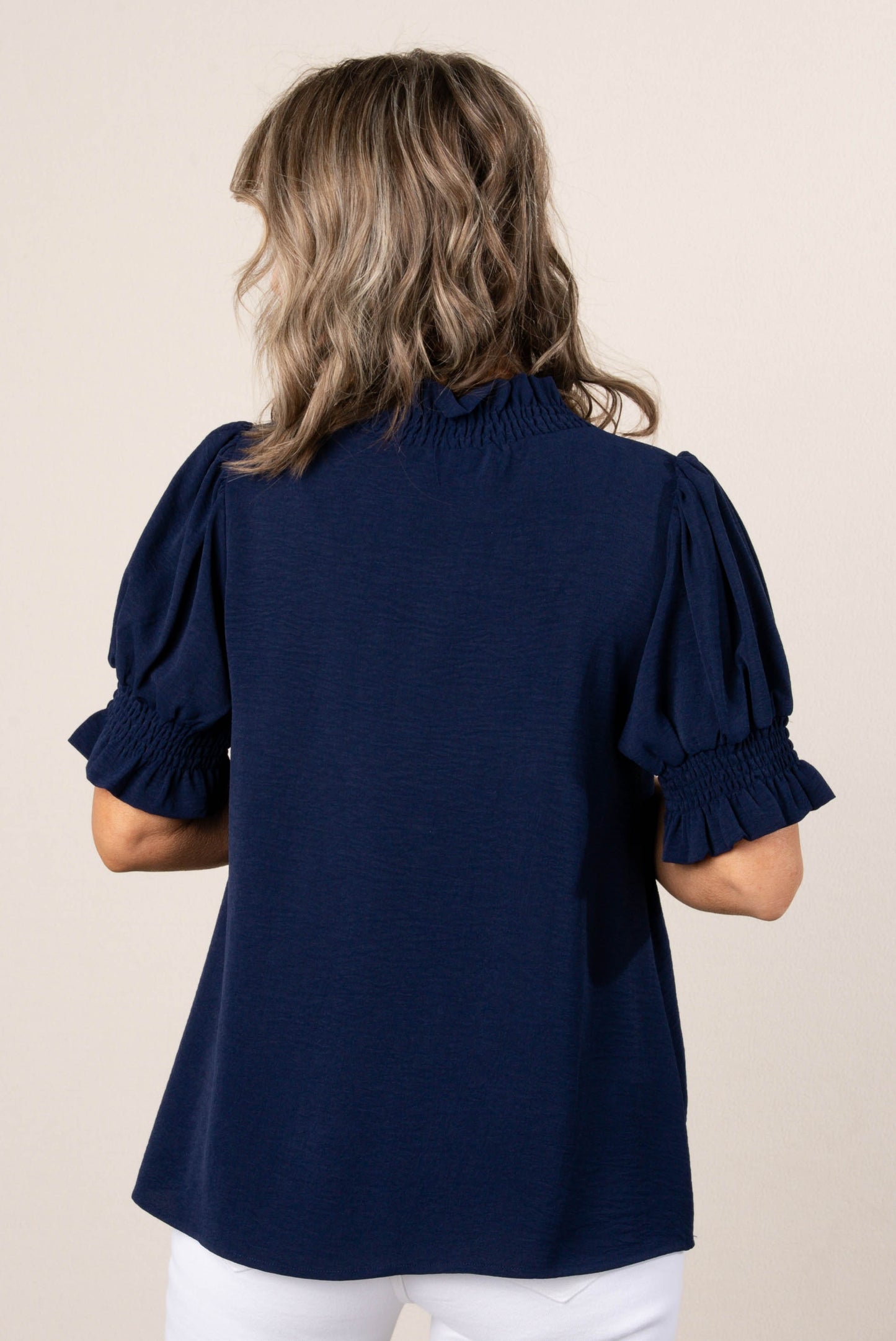 Smocked Ruffle Edge Blouse