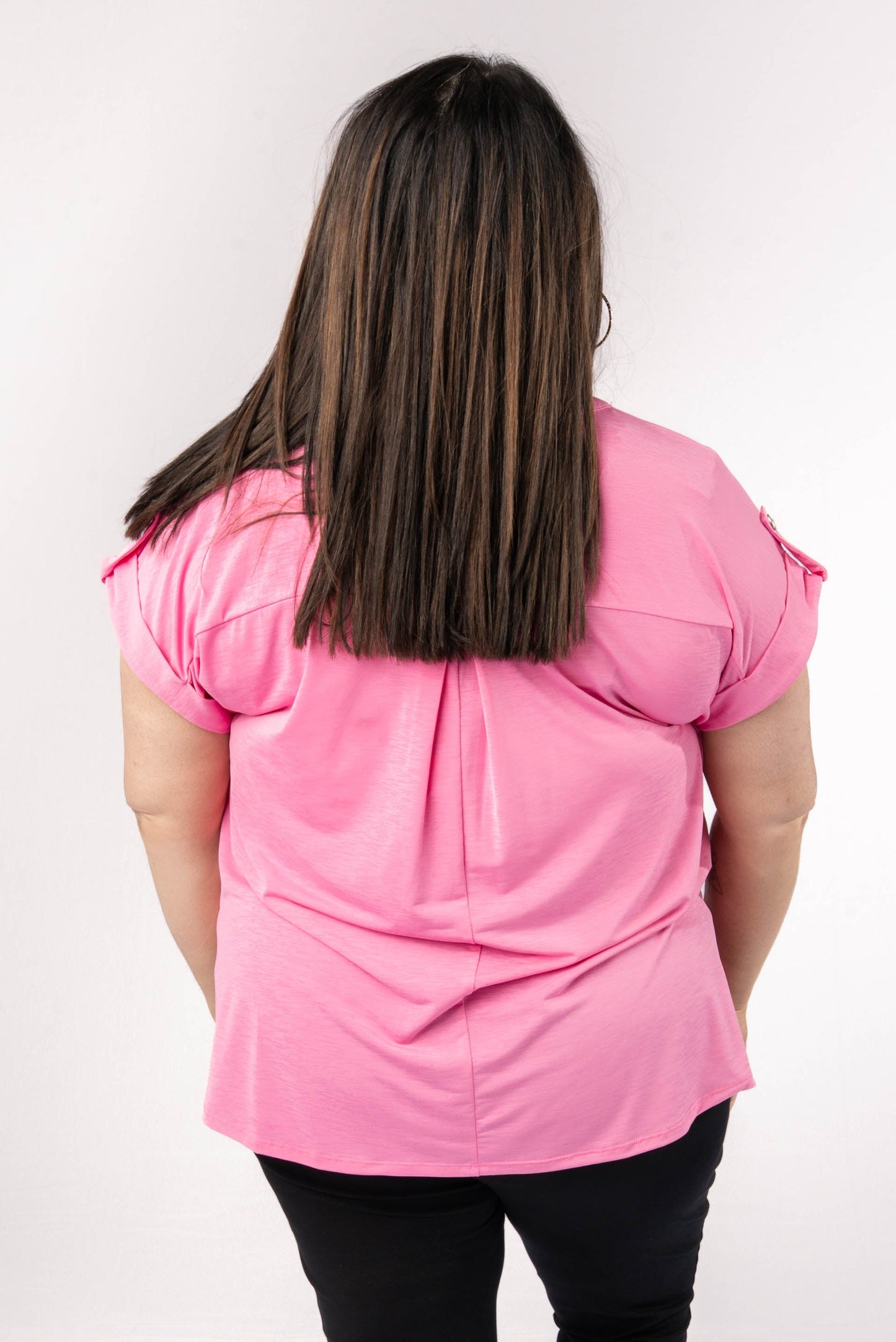 Liz Solid Short Tab Sleeve Top