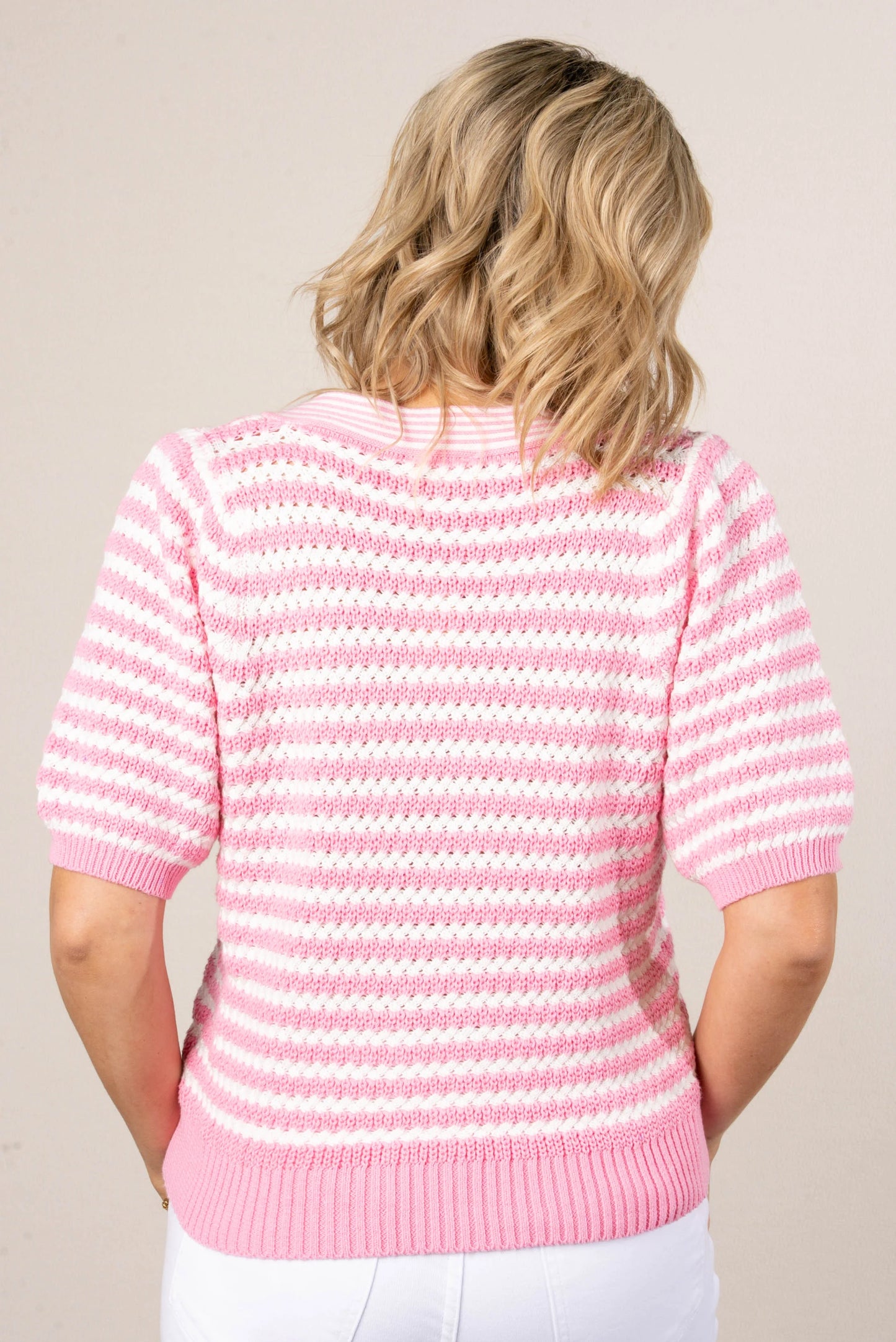 Mixed Stripe Bow Front Cardigan