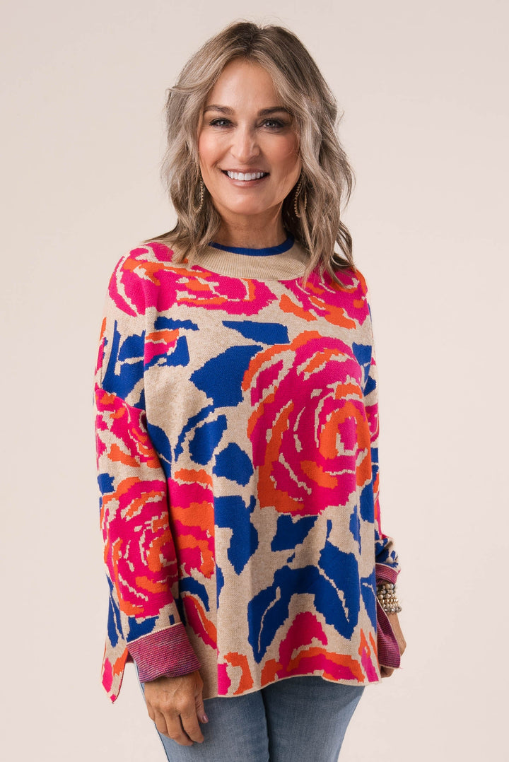 Floral Mock Neck Sweater *Final Sale*