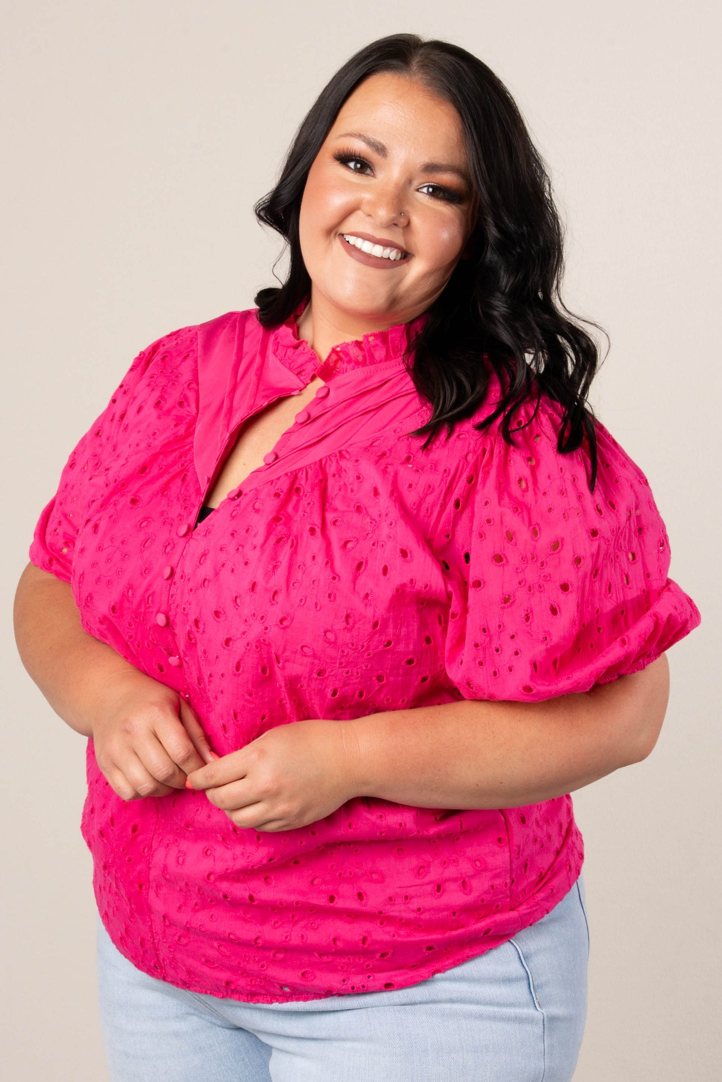 Georgia Mae Eyelet Bubble Sleeve Blouse